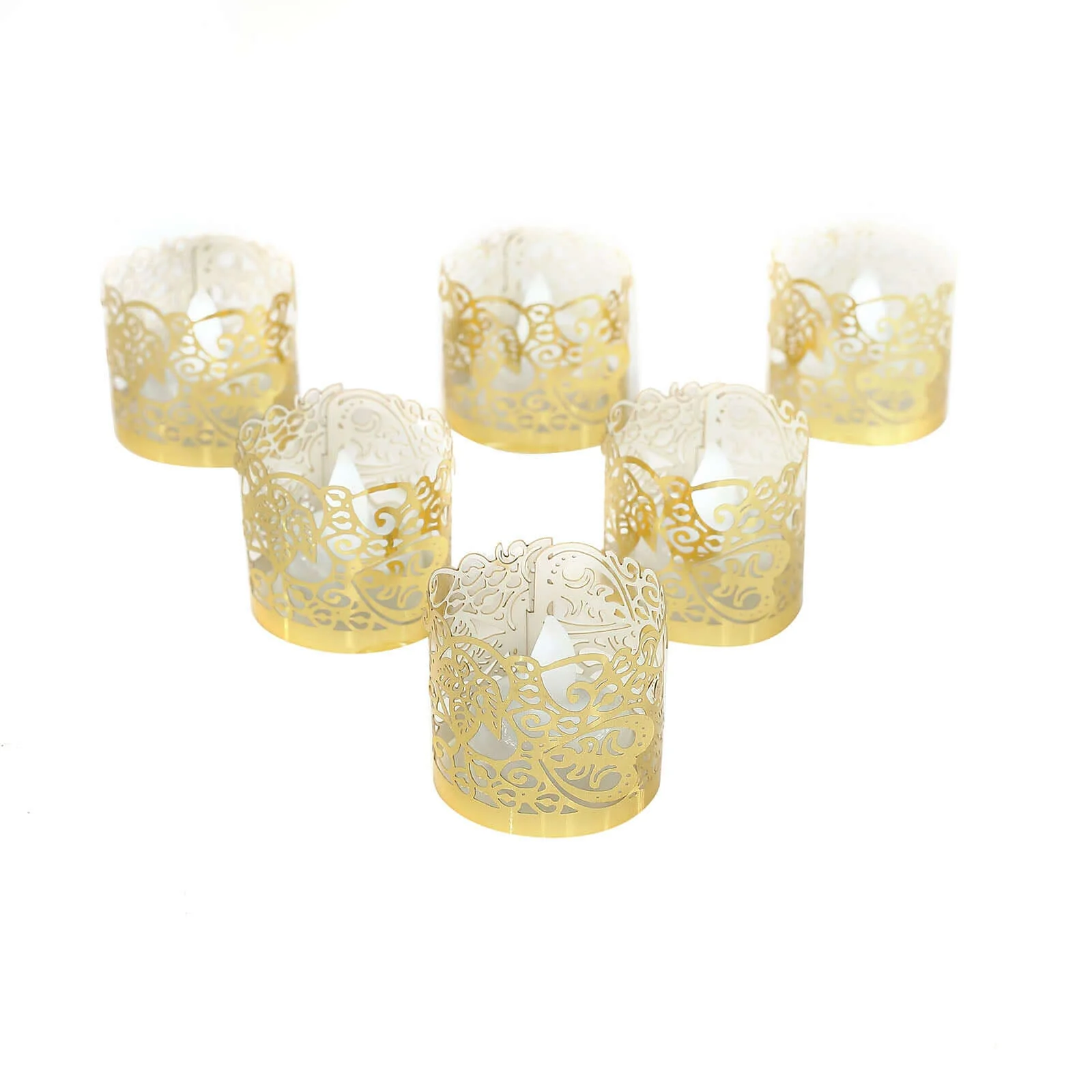 20-Pack Paper Candle Holder Wraps Gold Foil Floral Lace Design - Votive Tealight Decorative Wraps - Image 20
