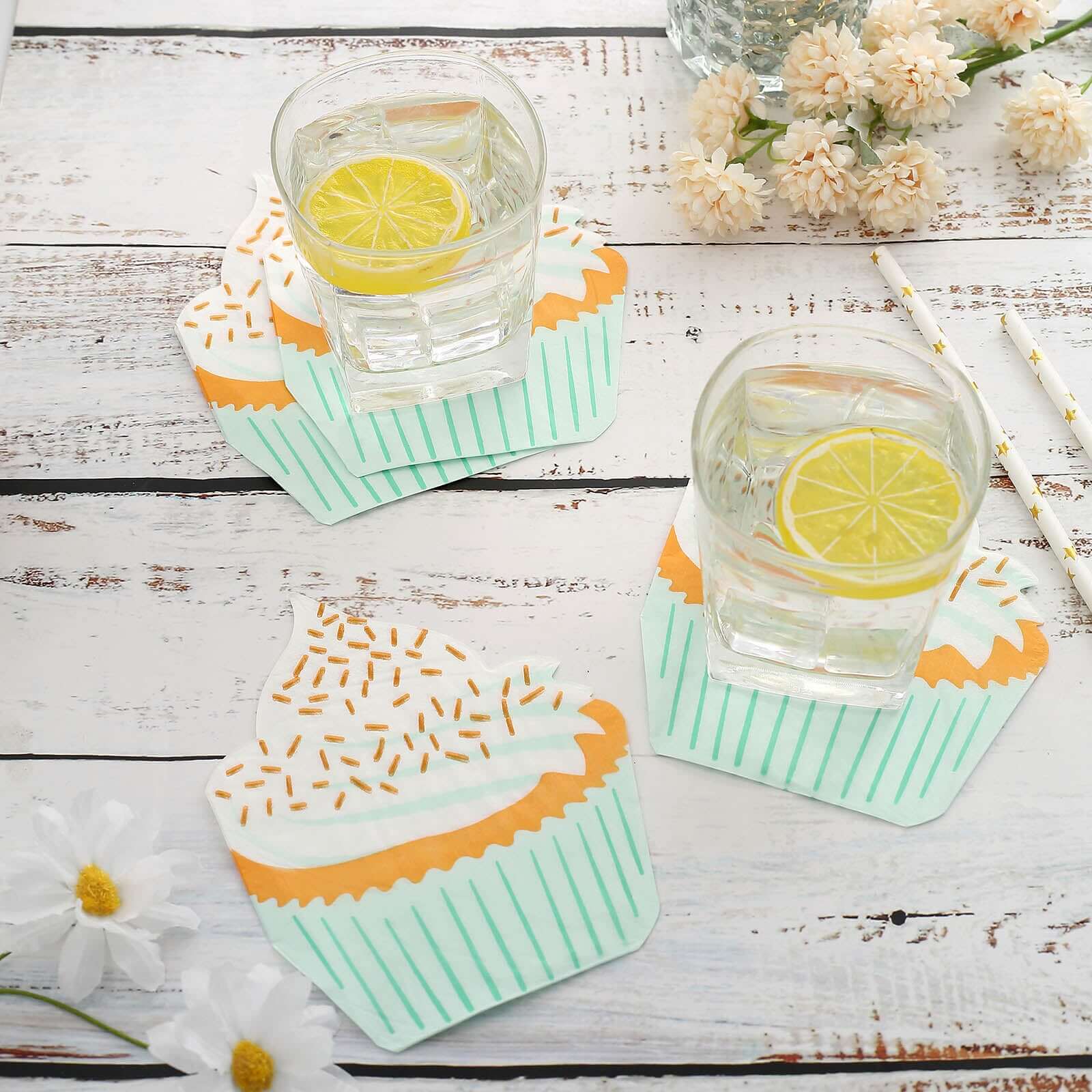 20-Pack Paper Cocktail Napkins 11"x9" Cupcake Design - Disposable Beverage Napkins for Parties - Image 12