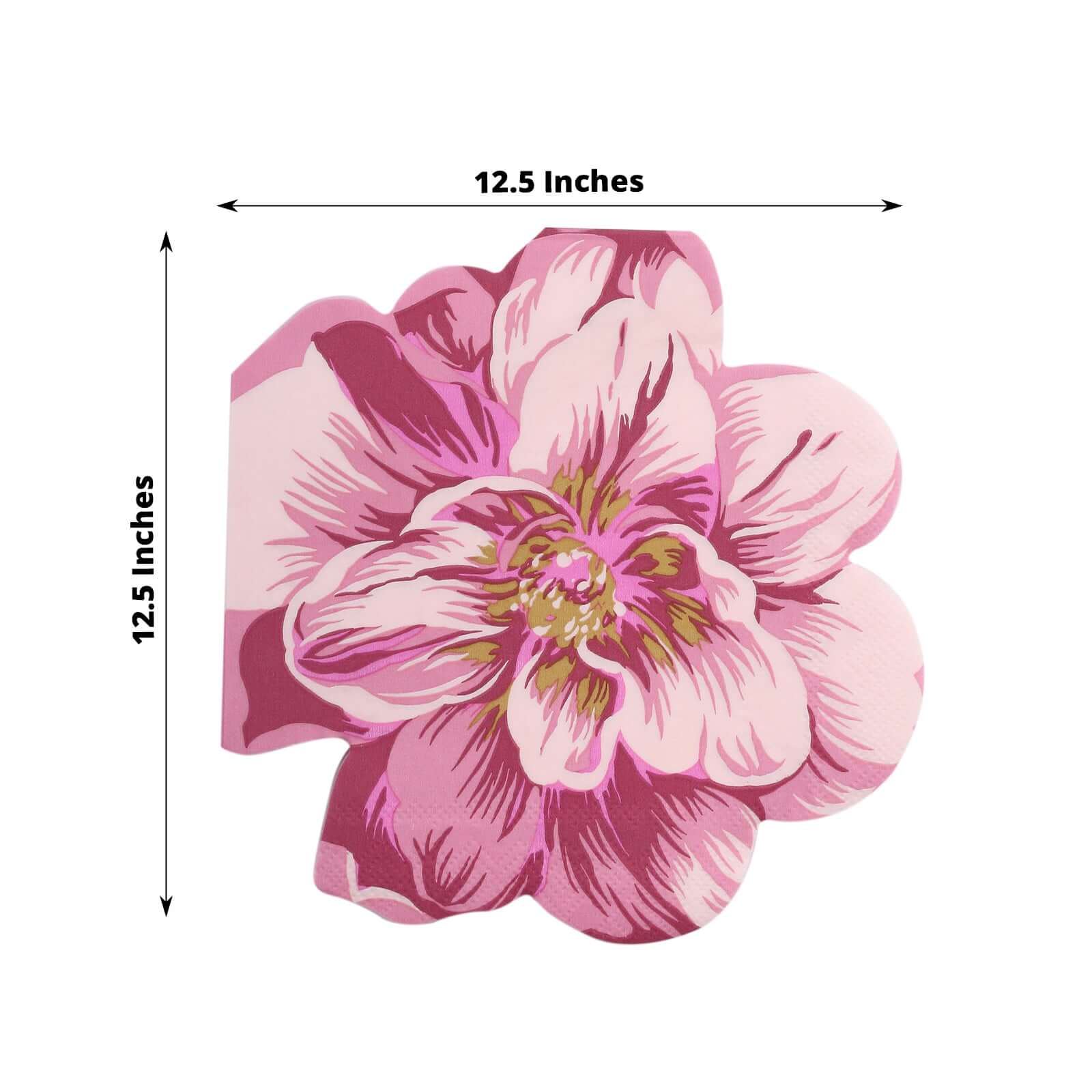 20-Pack Paper Cocktail Napkins 2 Ply Pink Peony Flower Shaped - Disposable Beverage Napkins for Wedding Showers - Image 3