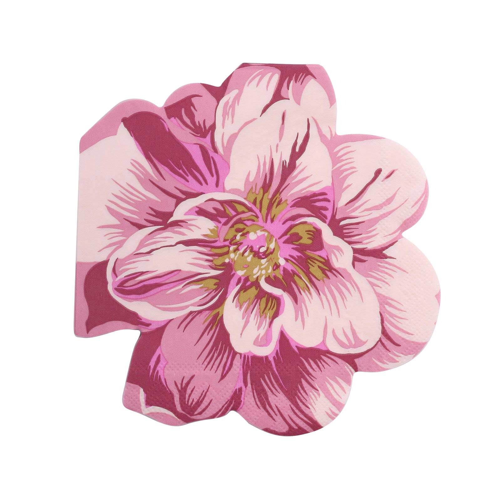 20-Pack Paper Cocktail Napkins 2 Ply Pink Peony Flower Shaped - Disposable Beverage Napkins for Wedding Showers - Image 7