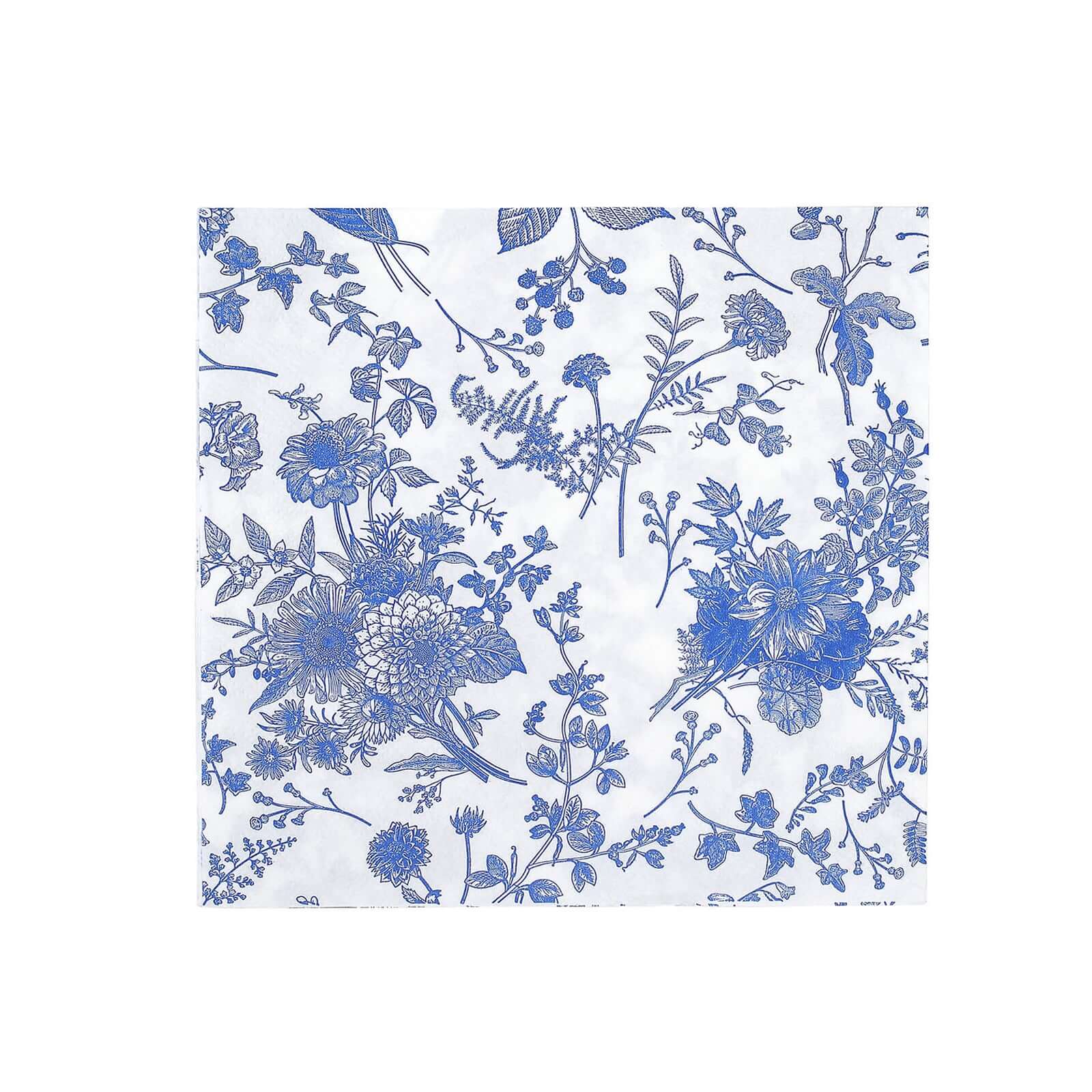 20-Pack Paper Cocktail Napkins 2 Ply White/Blue with French Toile Print 6.5"x6.5" - Soft and Absorbent Disposable Napkins - Image 5