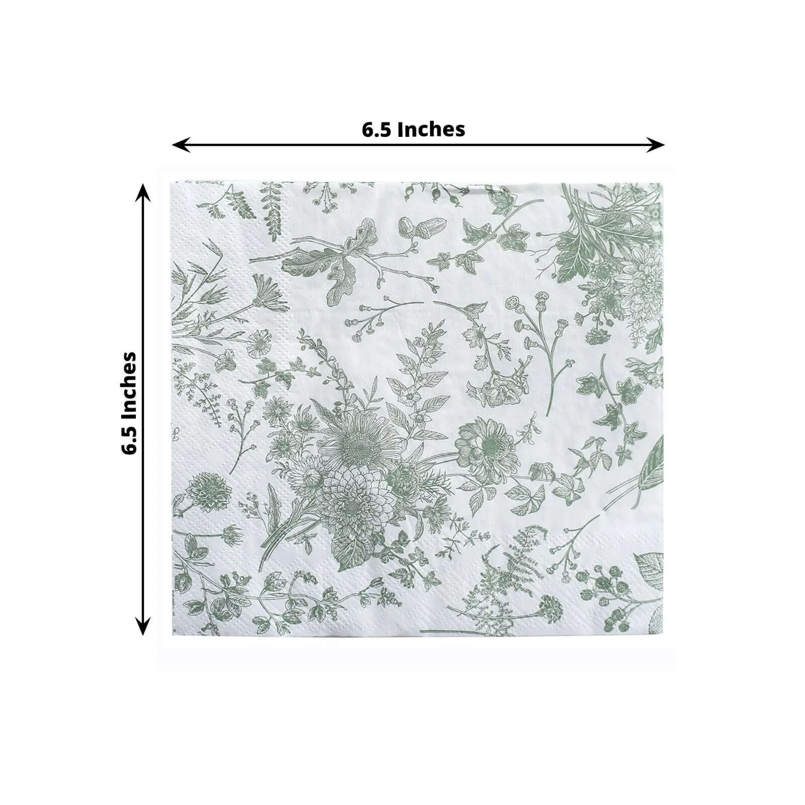 20-Pack Paper Cocktail Napkins 2 Ply White/Sage Green with French Toile Print 6.5"x6.5" - Soft and Absorbent Disposable Napkins - Image 3