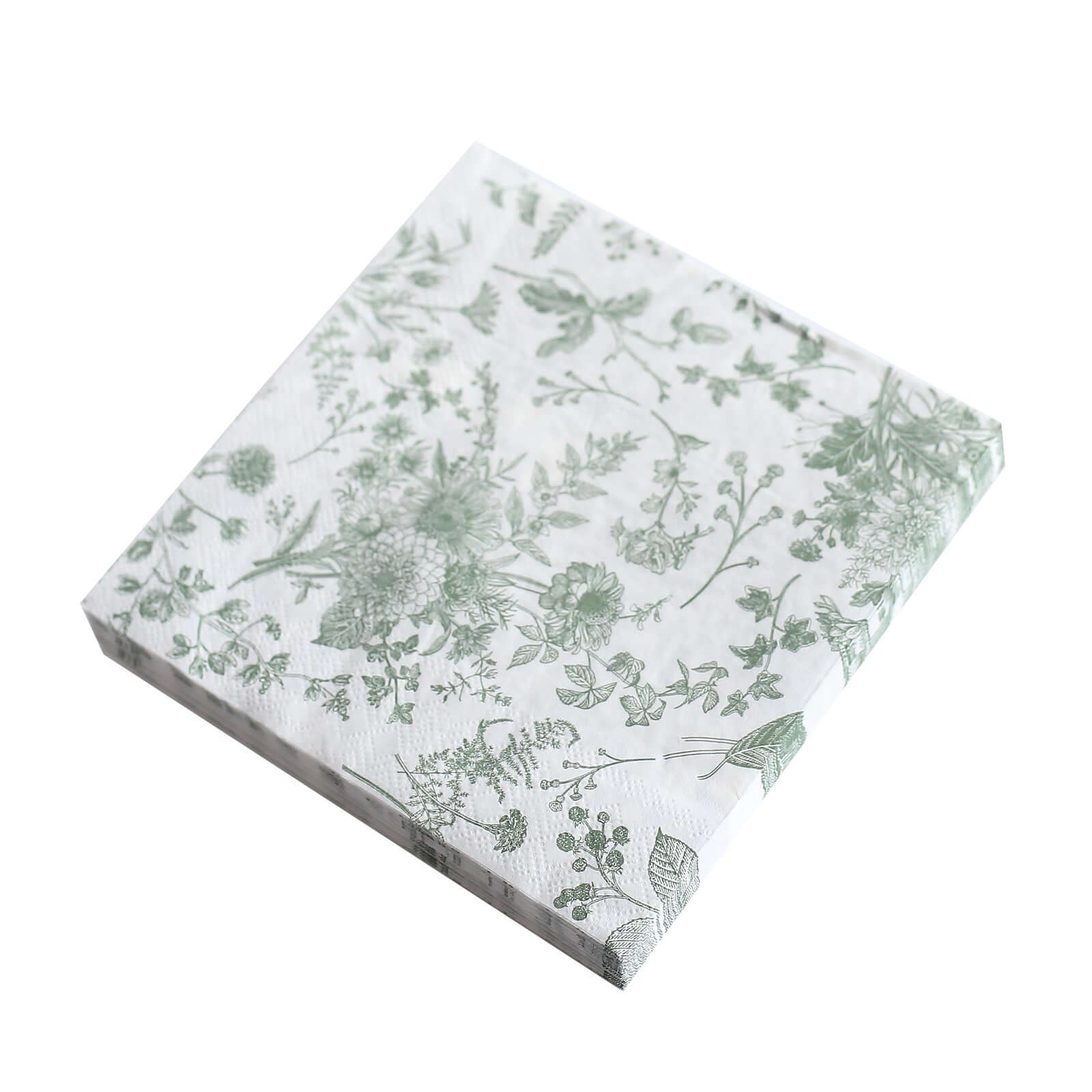 20-Pack Paper Cocktail Napkins 2 Ply White/Sage Green with French Toile Print 6.5"x6.5" - Soft and Absorbent Disposable Napkins - Image 5