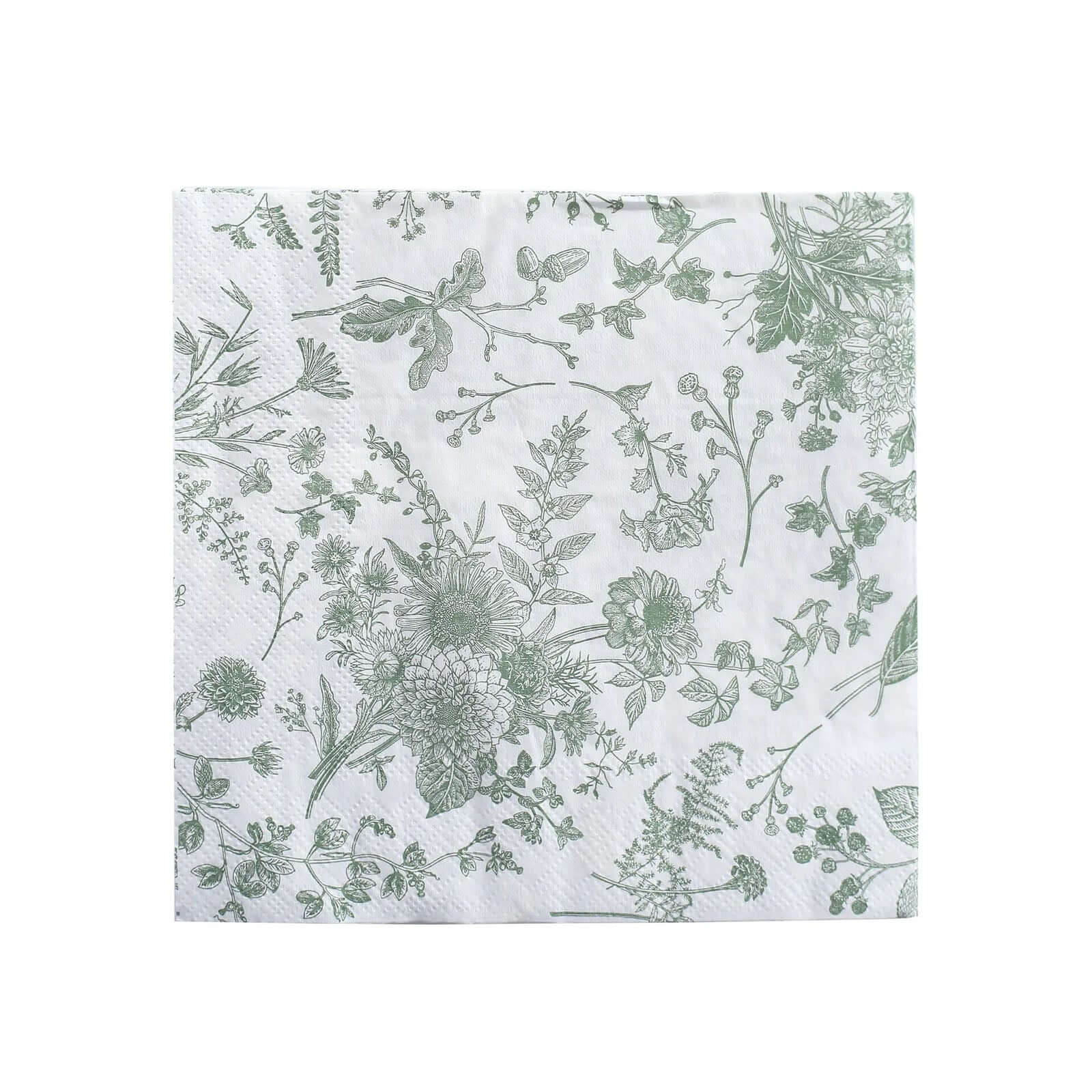 20-Pack Paper Cocktail Napkins 2 Ply White/Sage Green with French Toile Print 6.5"x6.5" - Soft and Absorbent Disposable Napkins - Image 6