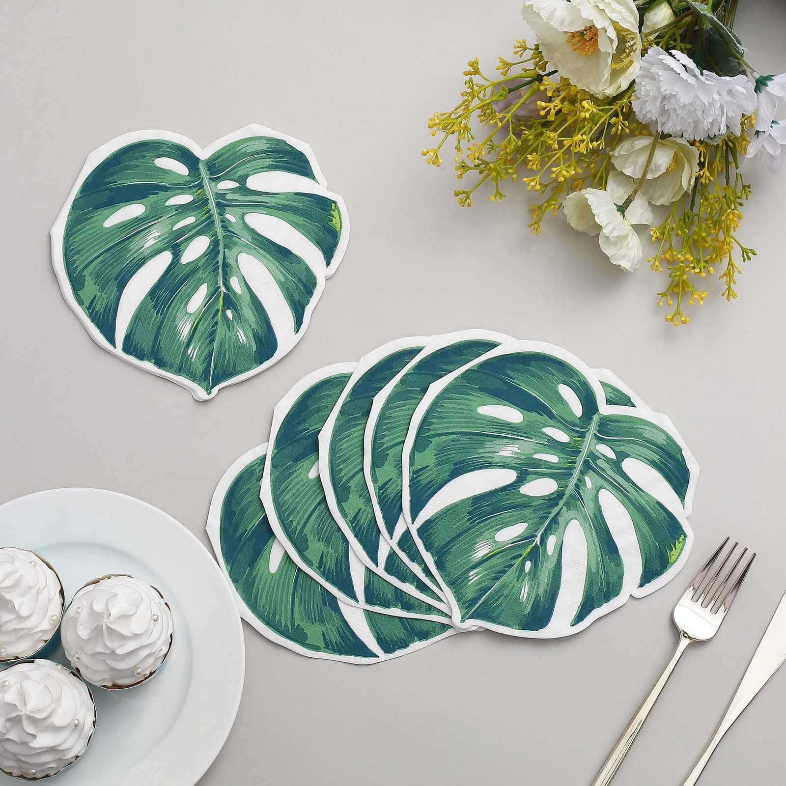 20-Pack Paper Cocktail Napkins Green with Tropical Leaf Design - Disposable Beverage Napkins for Parties - Image 10