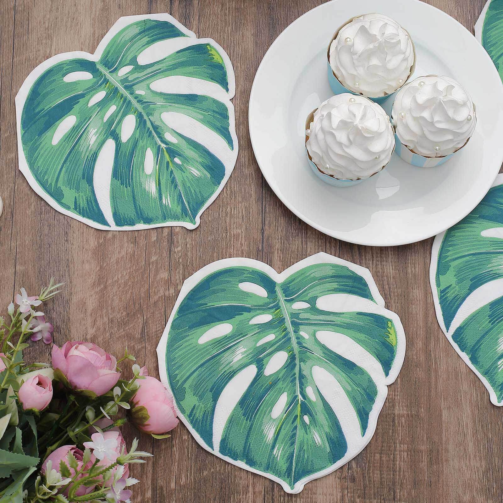20-Pack Paper Cocktail Napkins Green with Tropical Leaf Design - Disposable Beverage Napkins for Parties - Image 11
