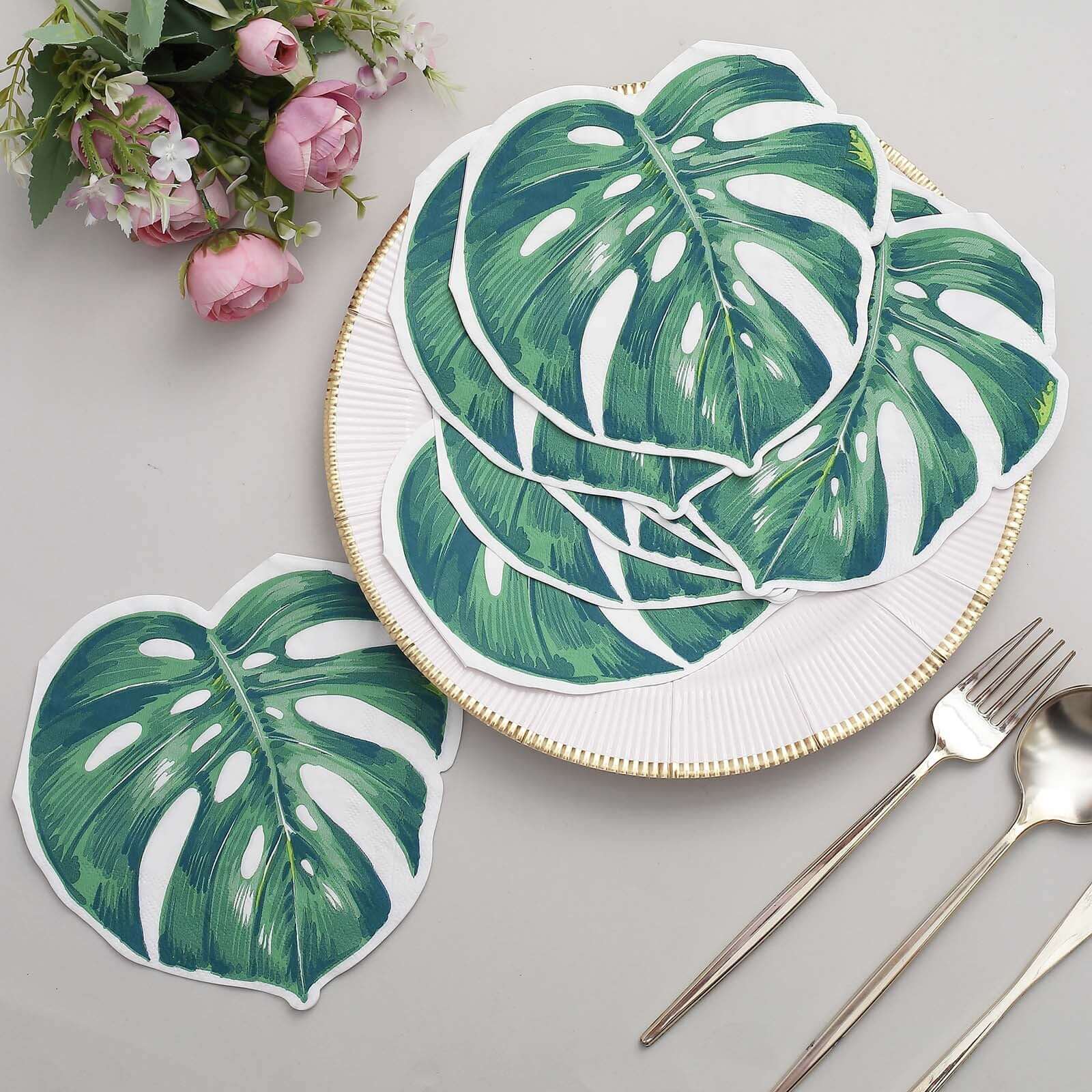 20-Pack Paper Cocktail Napkins Green with Tropical Leaf Design - Disposable Beverage Napkins for Parties - Image 6