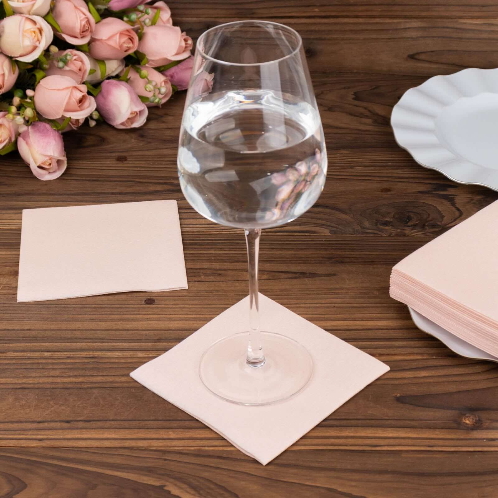 20 Pack Linen-Like Paper Napkins 5"x5" Blush - Soft Single-Use Airlaid Cocktail Napkins - Image 15