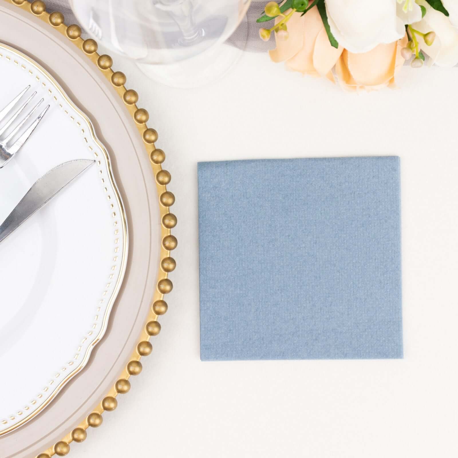 20 Pack Linen-Like Paper Napkins 5"x5" Dusty Blue - Soft Single-Use Airlaid Cocktail Napkins - Image 10
