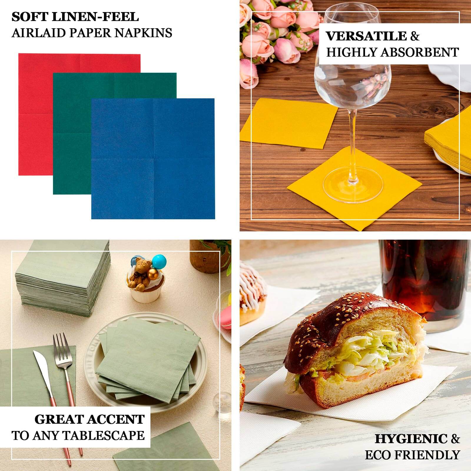 20 Pack Linen-Like Paper Napkins 5"x5" White - Soft Single-Use Airlaid Cocktail Napkins - Image 4