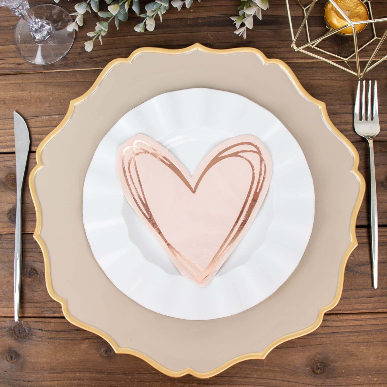 20-Pack Paper Cocktail Napkins Rose Gold Heart Shaped - Disposable Beverage Napkins for Parties - Image 10
