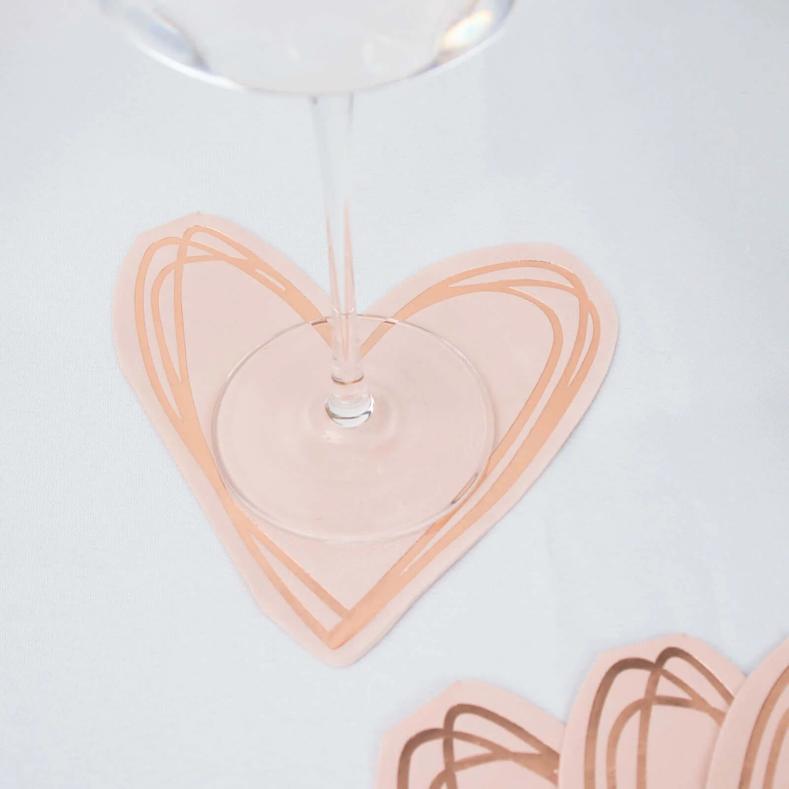 20-Pack Paper Cocktail Napkins Rose Gold Heart Shaped - Disposable Beverage Napkins for Parties - Image 12