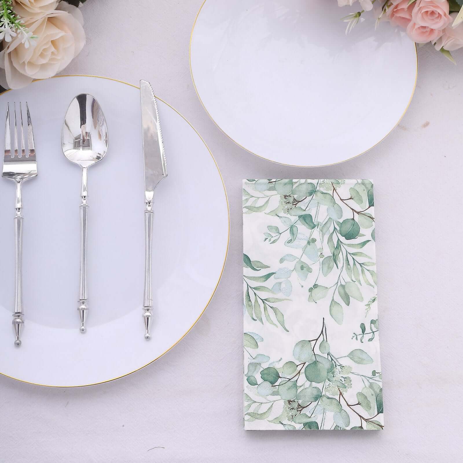 20-Pack Paper Dinner Napkins 2 Ply Green with Eucalyptus Leaf Print - Soft Disposable Boho Style Napkins - Image 5