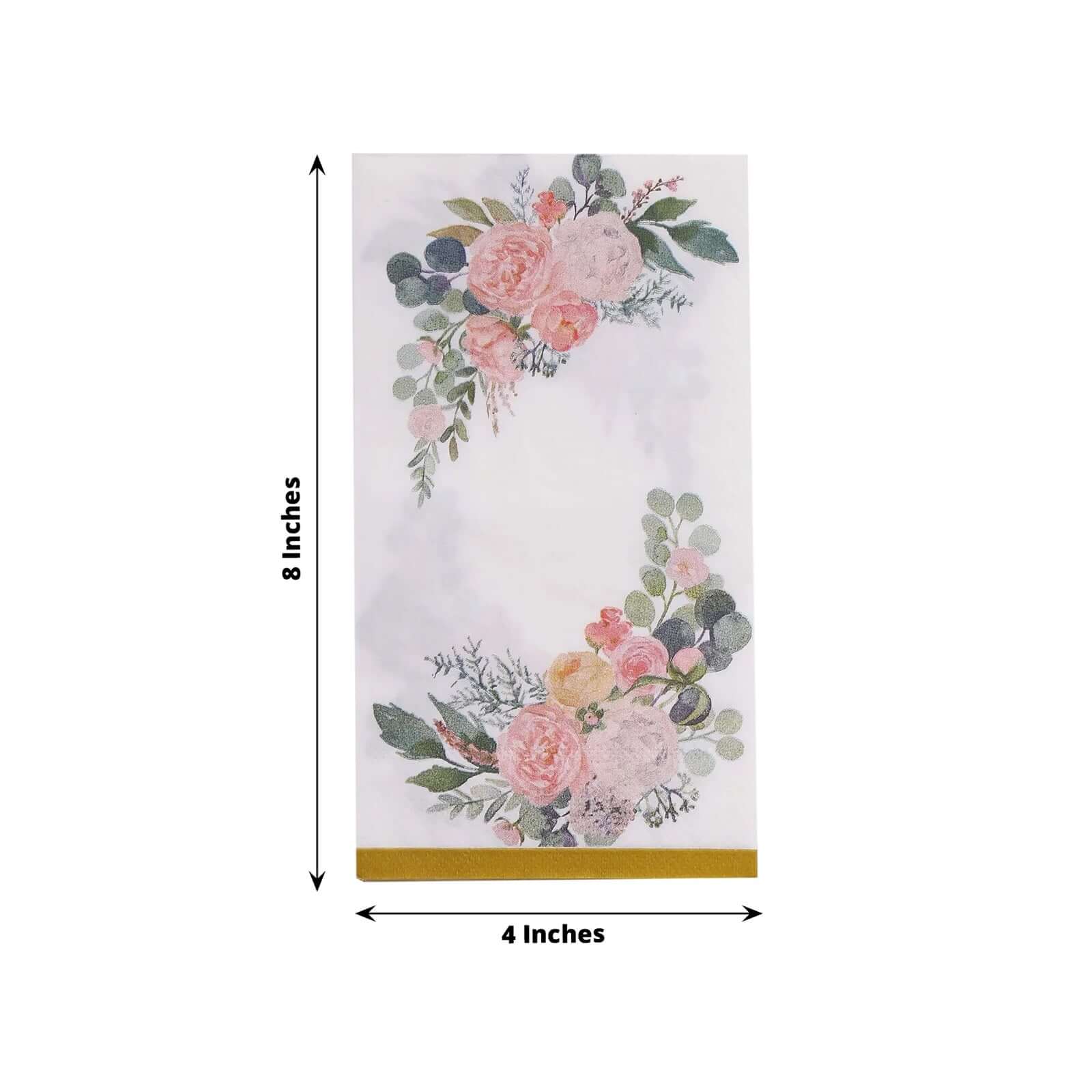 20-Pack Paper Dinner Napkins 2-Ply White with Pink Peony Flowers Print and Gold Edge - Soft and Absorbent Party Napkins - Image 3