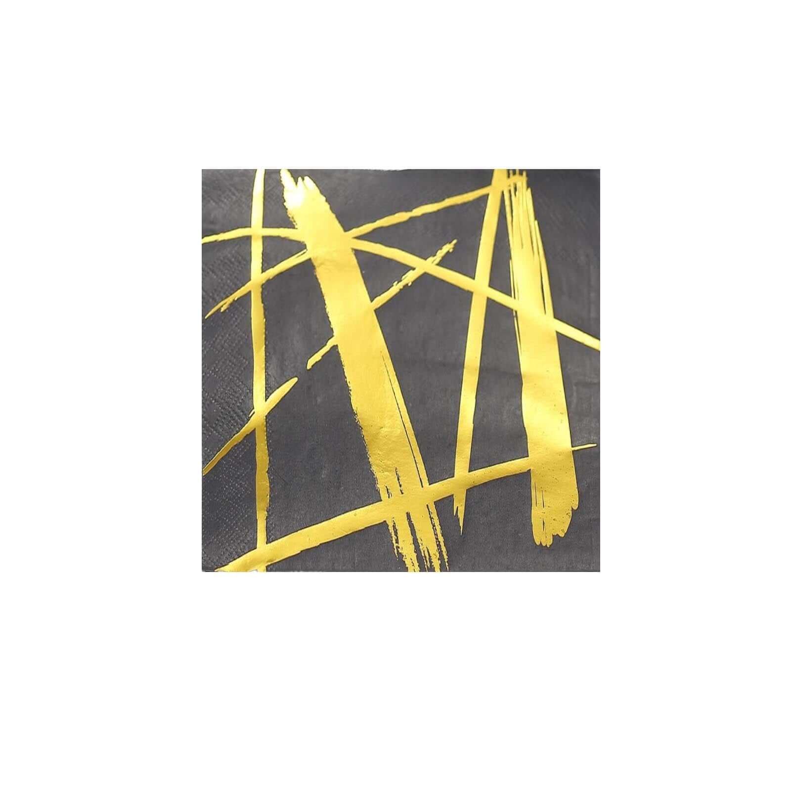 20-Pack Paper Dinner Napkins 3 Ply Metallic Gold Streak Design on Black - Disposable Wedding Cocktail Napkins - Image 7