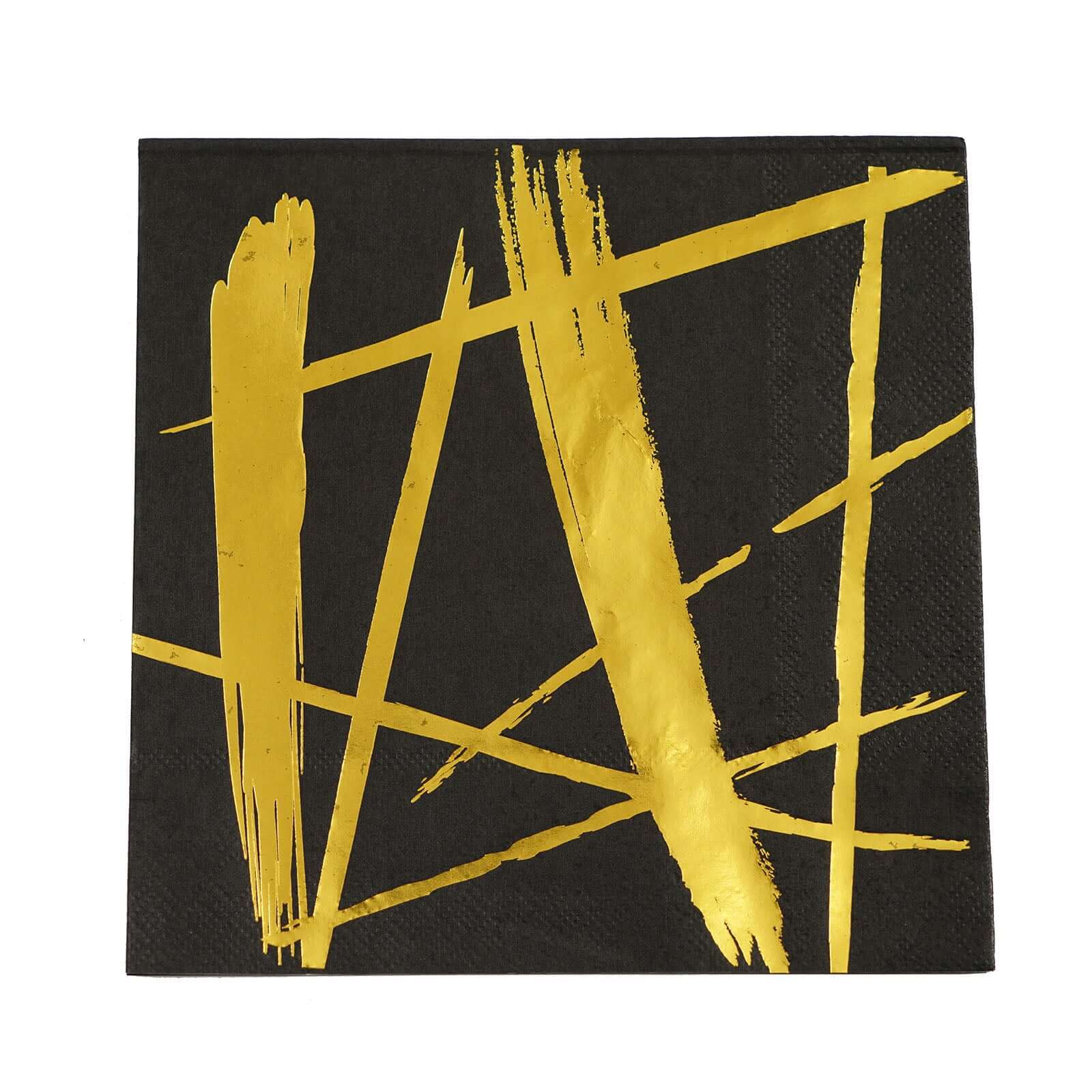20-Pack Paper Dinner Napkins 3 Ply Metallic Gold Streak Design on Black - Disposable Wedding Cocktail Napkins - Image 8