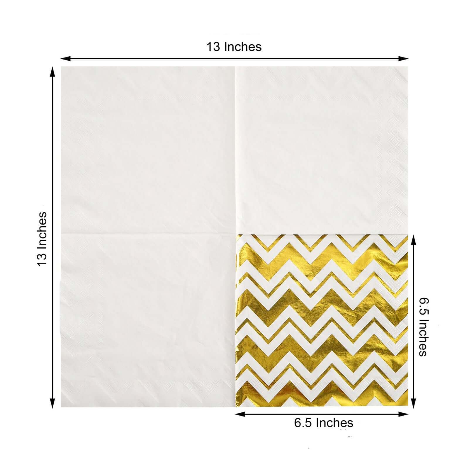 20-Pack Paper Dinner Napkins 3 Ply Metallic Gold with Chevron Design - Disposable Wedding Cocktail Napkins - Image 3