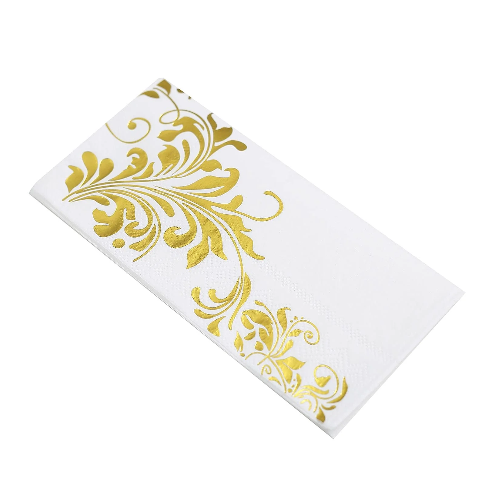 20-Pack Paper Dinner Napkins 3 Ply Metallic Gold with Floral Design - Disposable Wedding Cocktail Napkins - Image 15