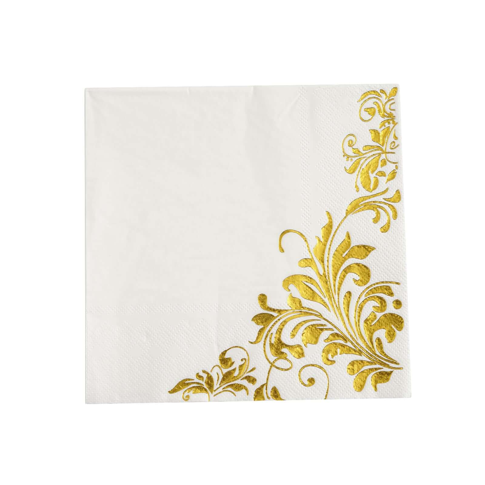 20-Pack Paper Dinner Napkins 3 Ply Metallic Gold with Floral Design - Disposable Wedding Cocktail Napkins - Image 8