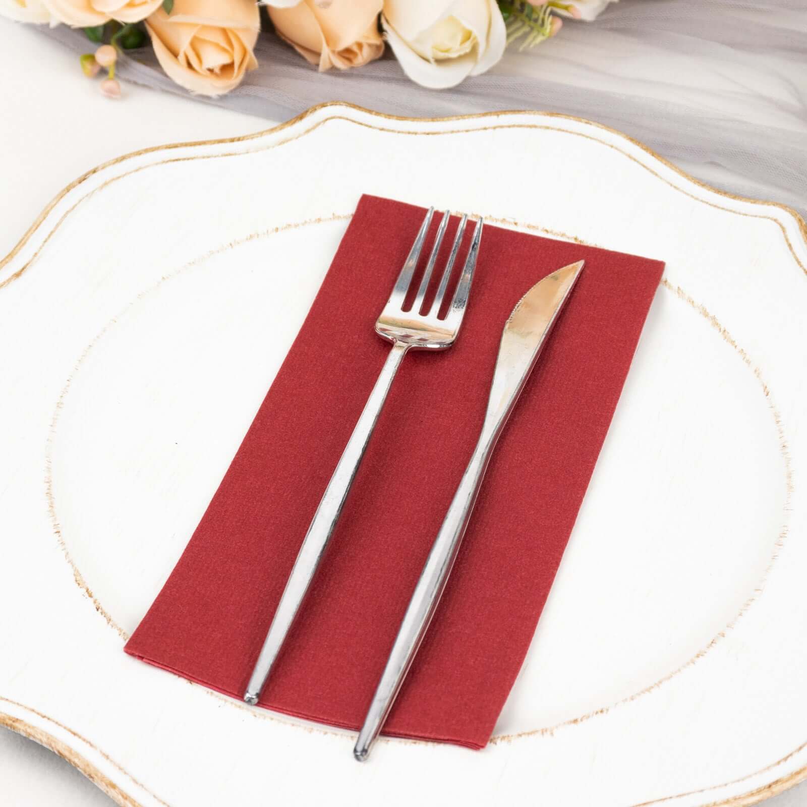 20 Pack Linen-Like Paper Napkins 8.5"x4" Burgundy - Soft & Hygienic Airlaid Towels - Image 11