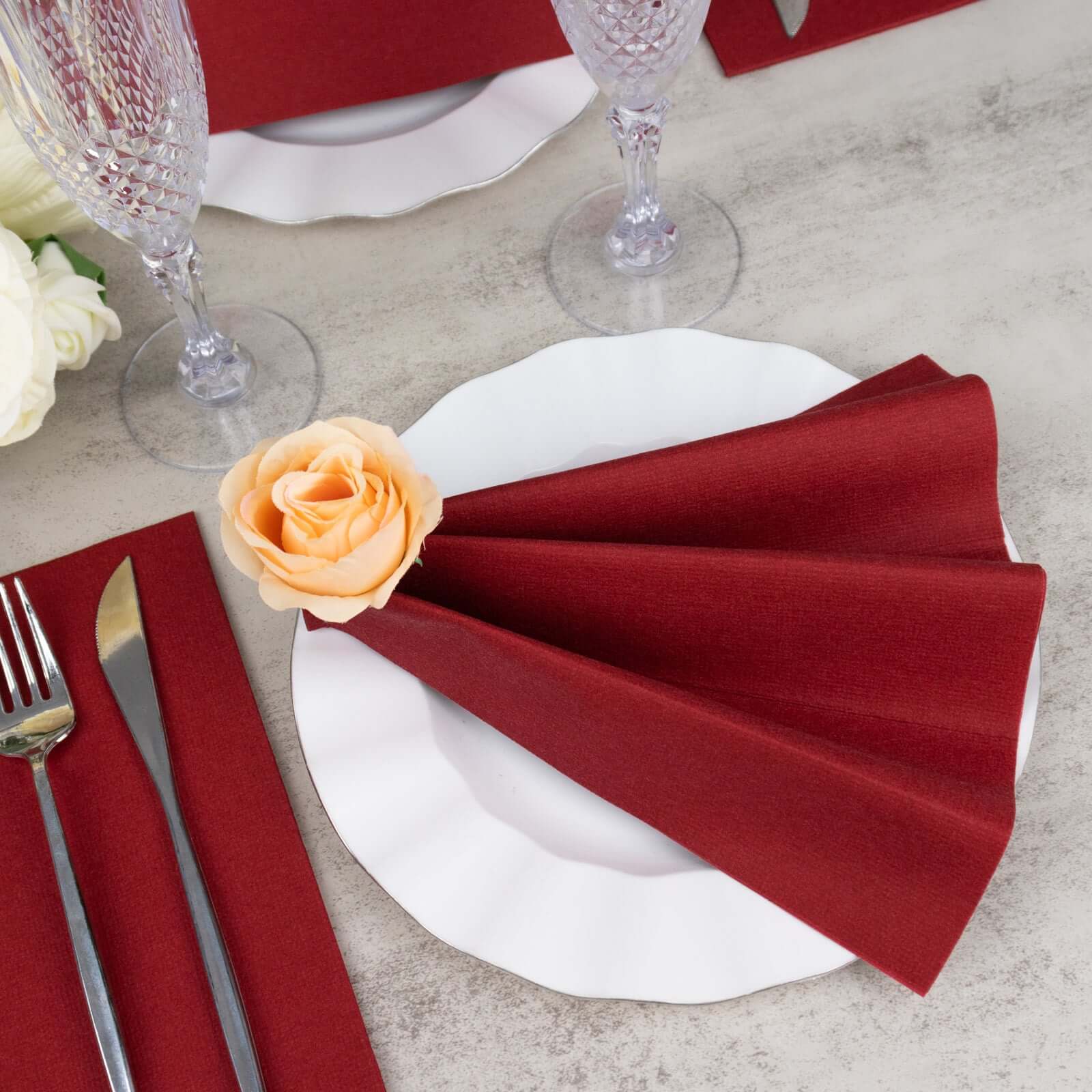 20 Pack Linen-Like Paper Napkins 8.5"x4" Burgundy - Soft & Hygienic Airlaid Towels - Image 14