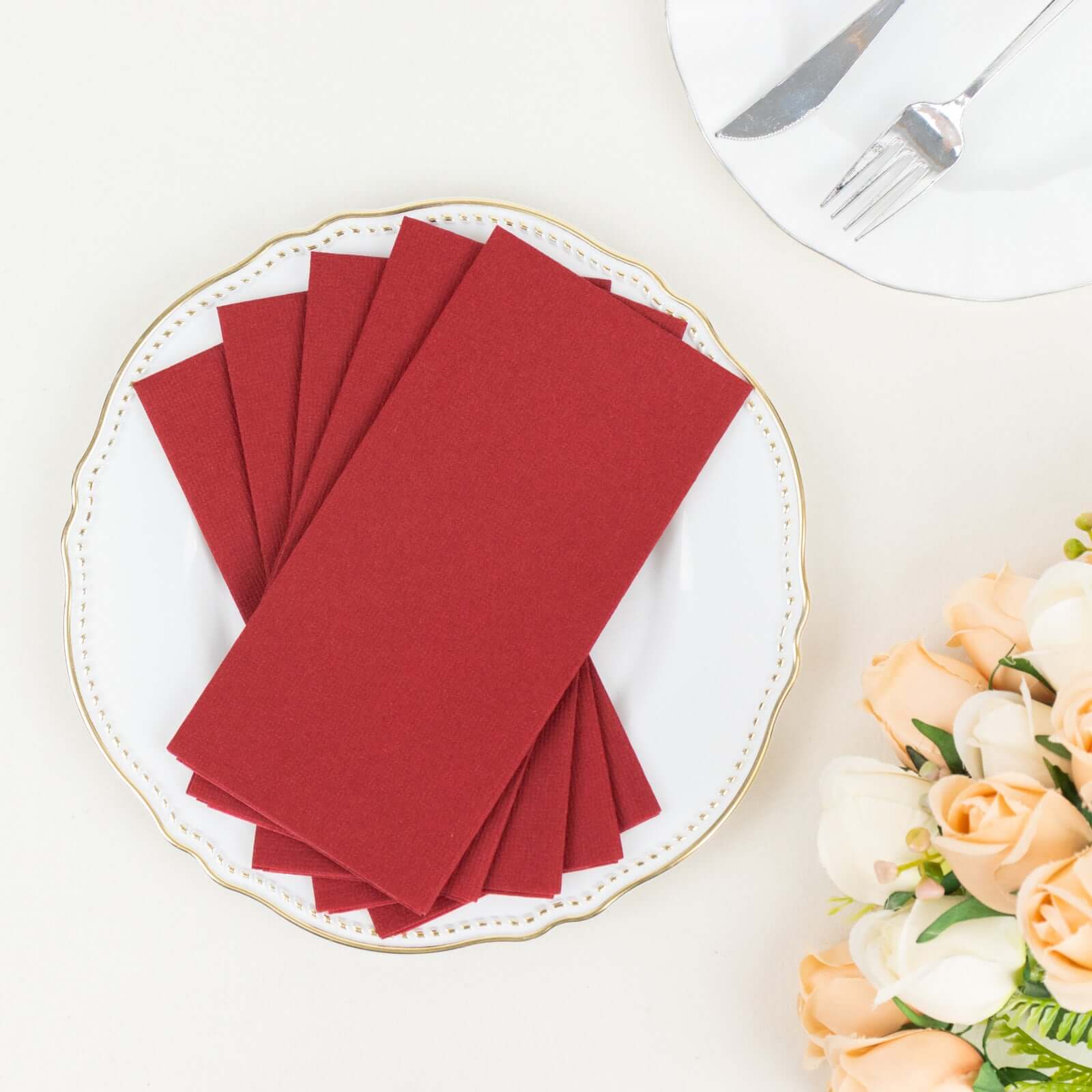 20 Pack Linen-Like Paper Napkins 8.5"x4" Burgundy - Soft & Hygienic Airlaid Towels - Image 6