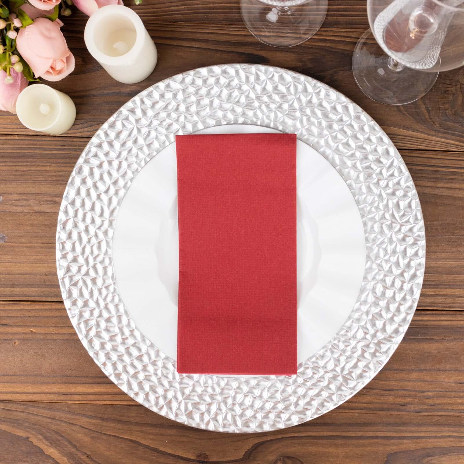20 Pack Linen-Like Paper Napkins 8.5"x4" Burgundy - Soft & Hygienic Airlaid Towels - Image 8