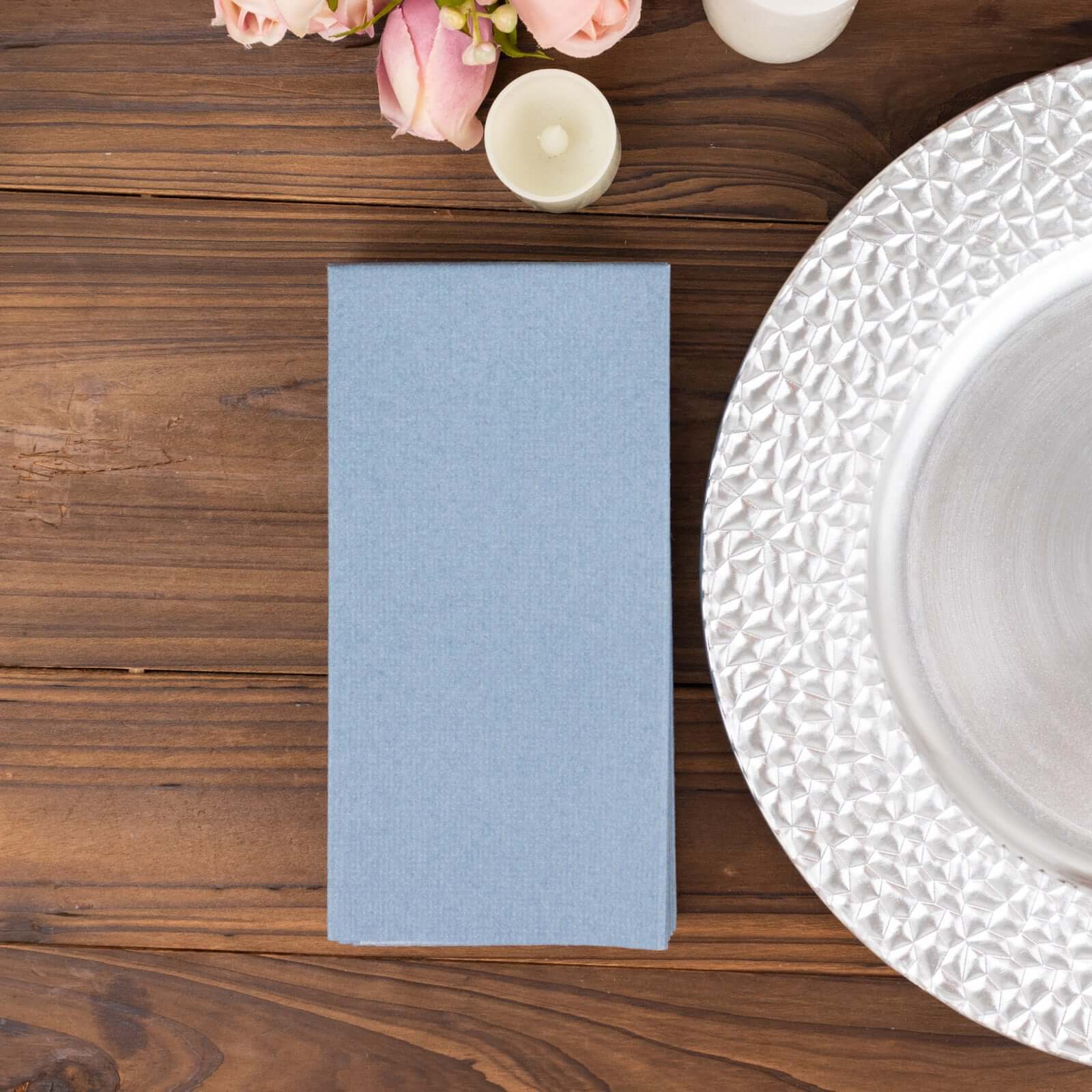 20 Pack Linen-Like Paper Napkins 8.5"x4" Dusty Blue - Soft & Hygienic Airlaid Towels - Image 9