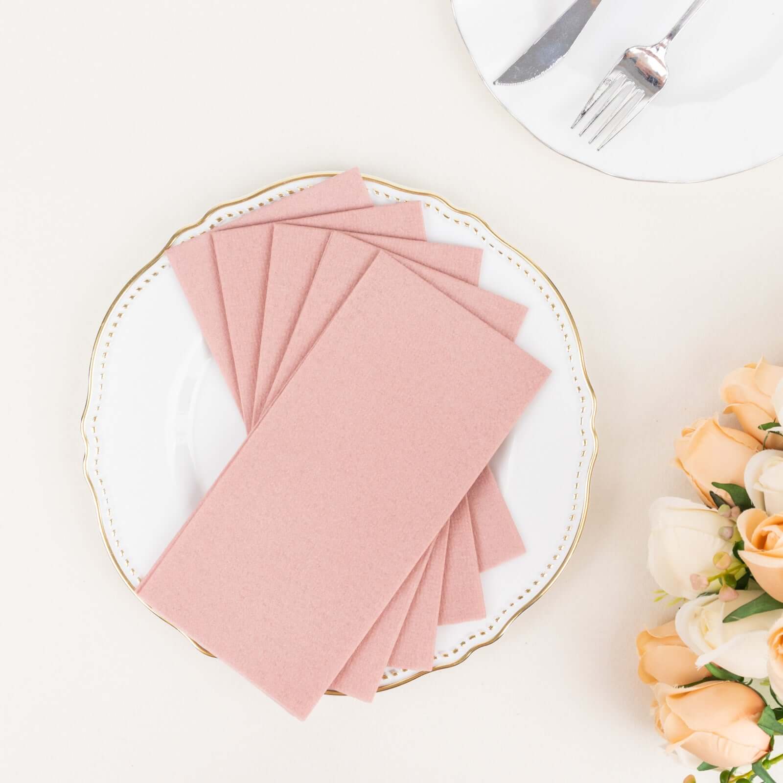 20 Pack Linen-Like Paper Napkins 8.5"x4" Dusty Rose - Soft & Hygienic Airlaid Towels - Image 6
