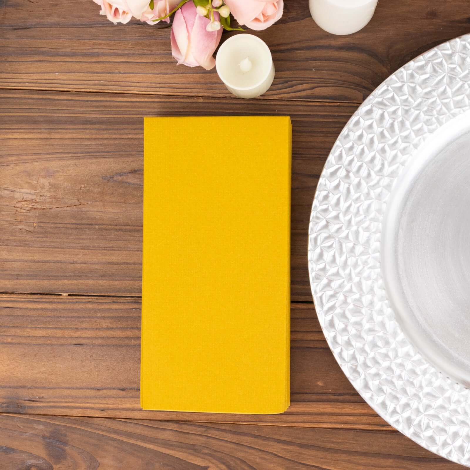 20 Pack Linen-Like Paper Napkins 8.5"x4" Gold - Soft Hygienic Airlaid Guest Towels for Formal & Casual Dining - Image 9