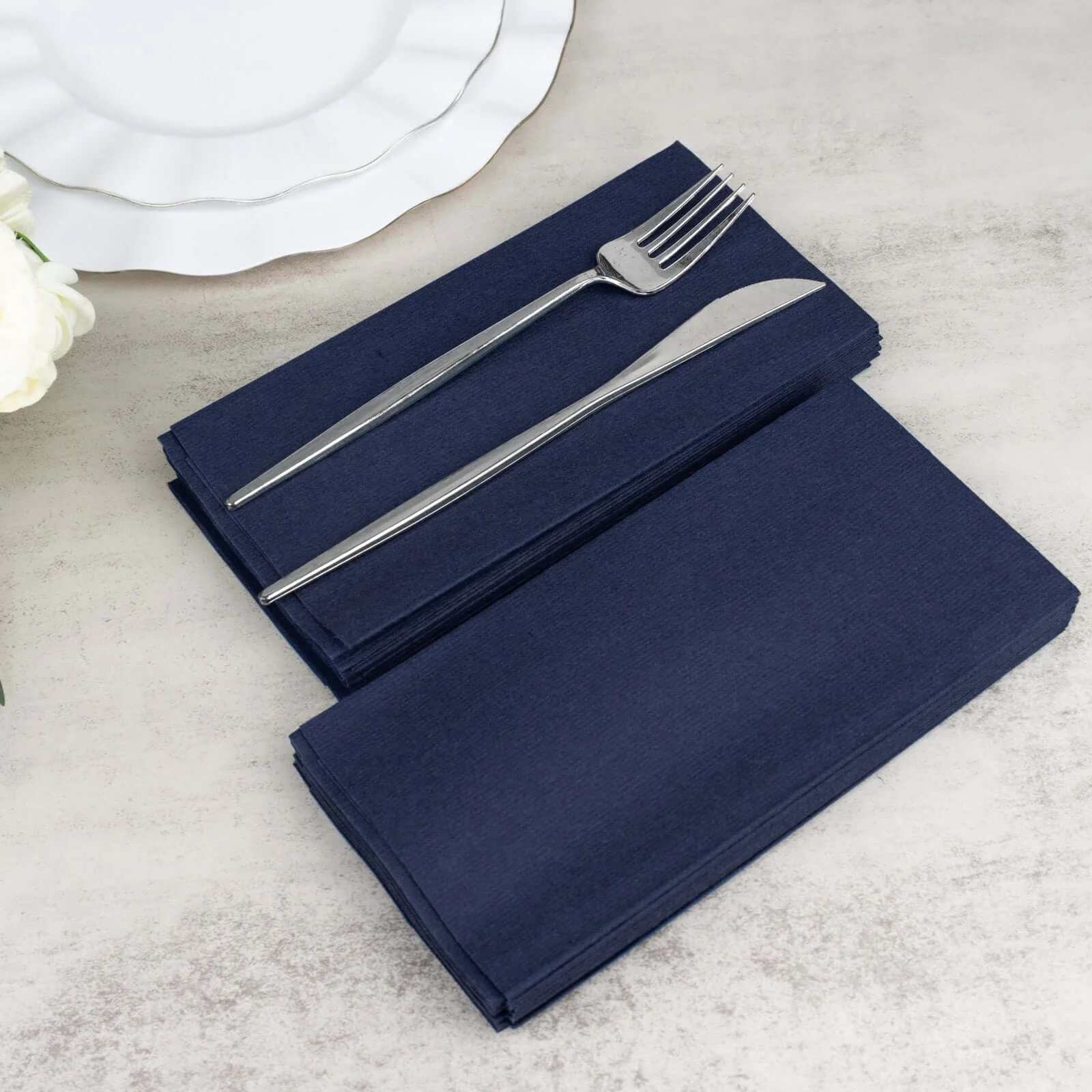 20 Pack Linen-Like Paper Napkins 8.5"x4" Navy Blue - Soft & Hygienic Airlaid Towels - Image 6