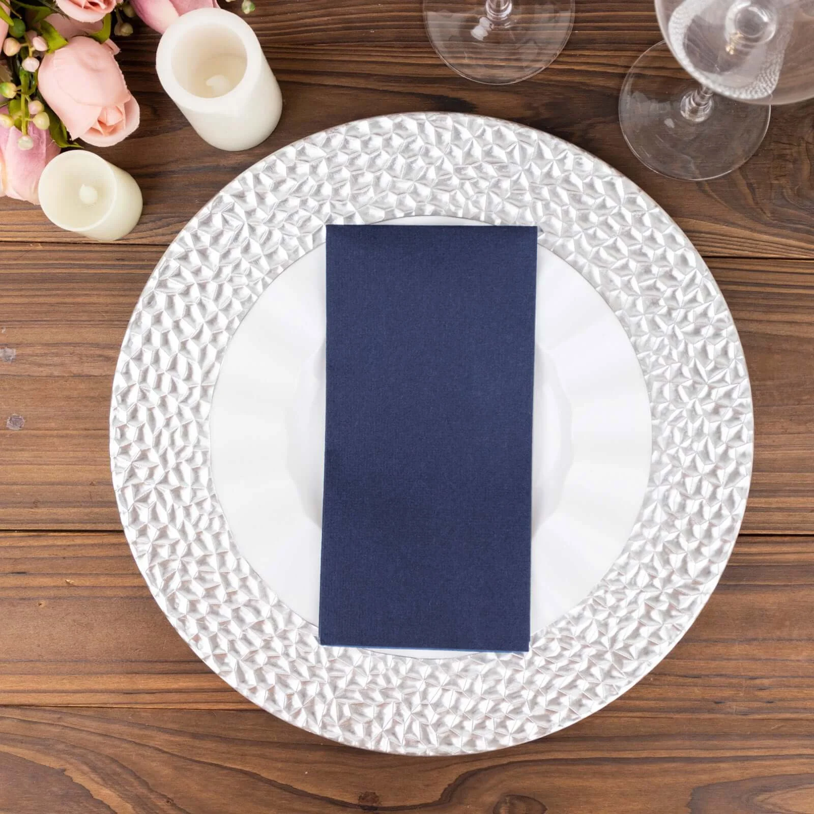 20 Pack Linen-Like Paper Napkins 8.5"x4" Navy Blue - Soft & Hygienic Airlaid Towels - Image 8