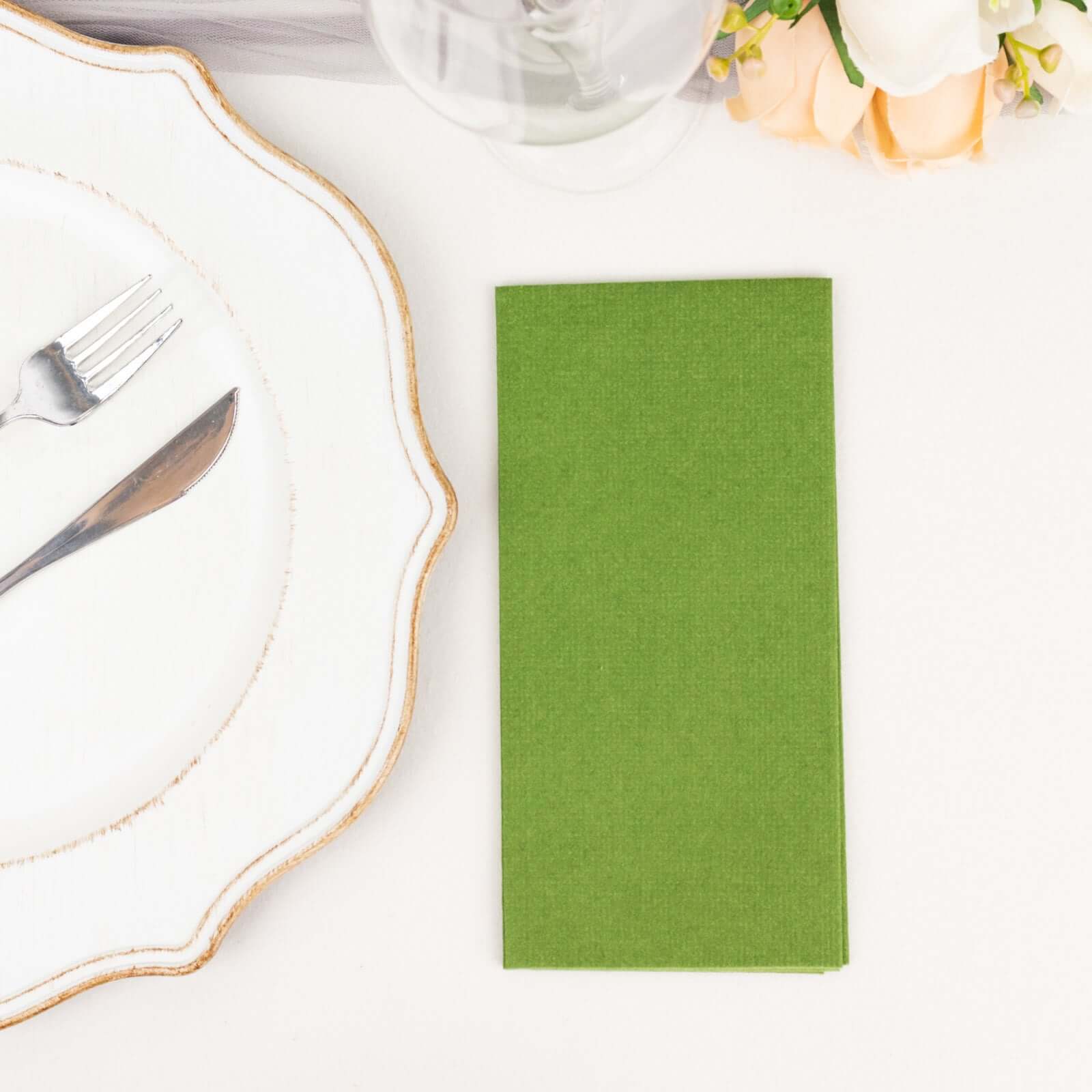20 Pack Linen-Like Paper Napkins 8.5"x4" Olive Green - Soft & Hygienic Airlaid Towels - Image 10
