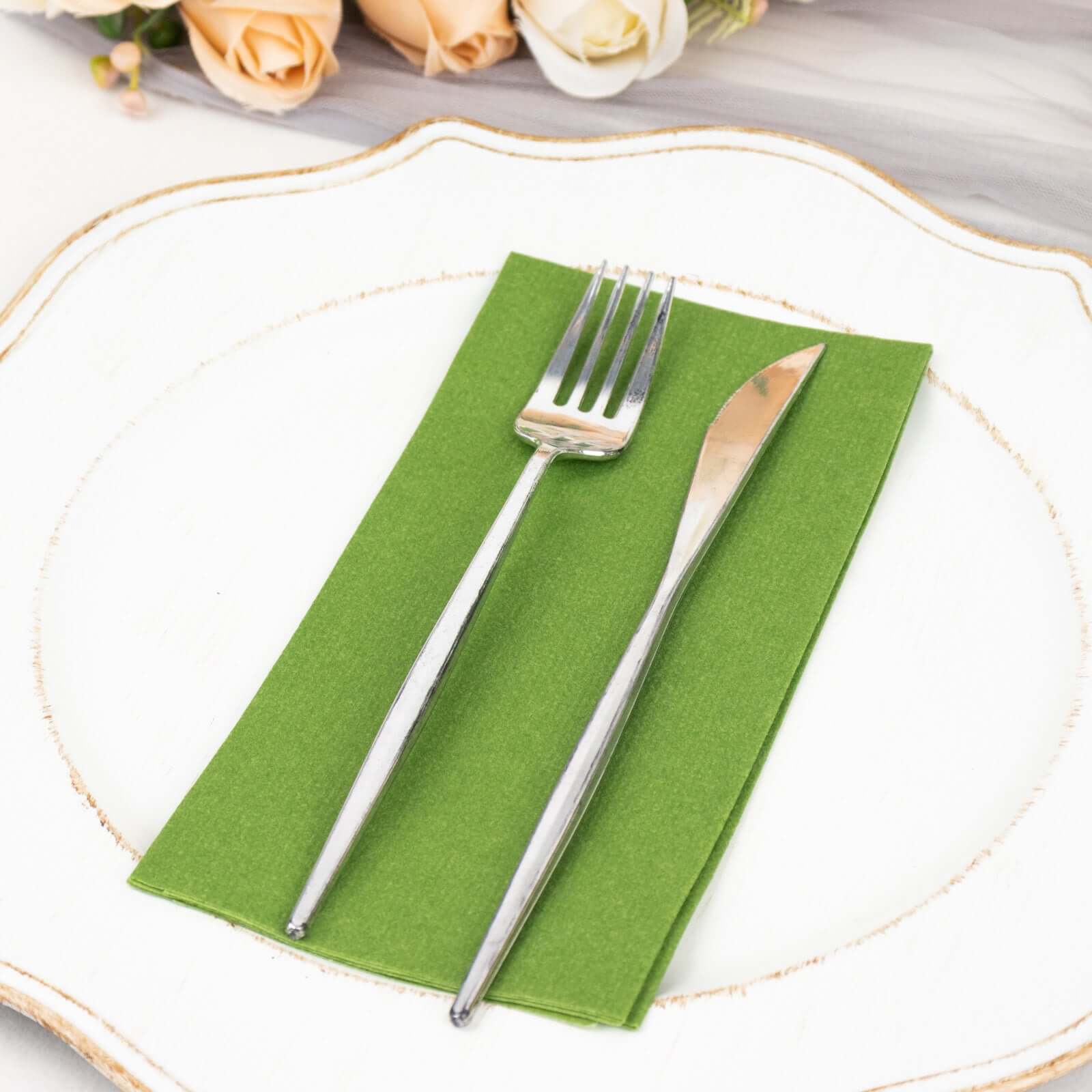 20 Pack Linen-Like Paper Napkins 8.5"x4" Olive Green - Soft & Hygienic Airlaid Towels - Image 11