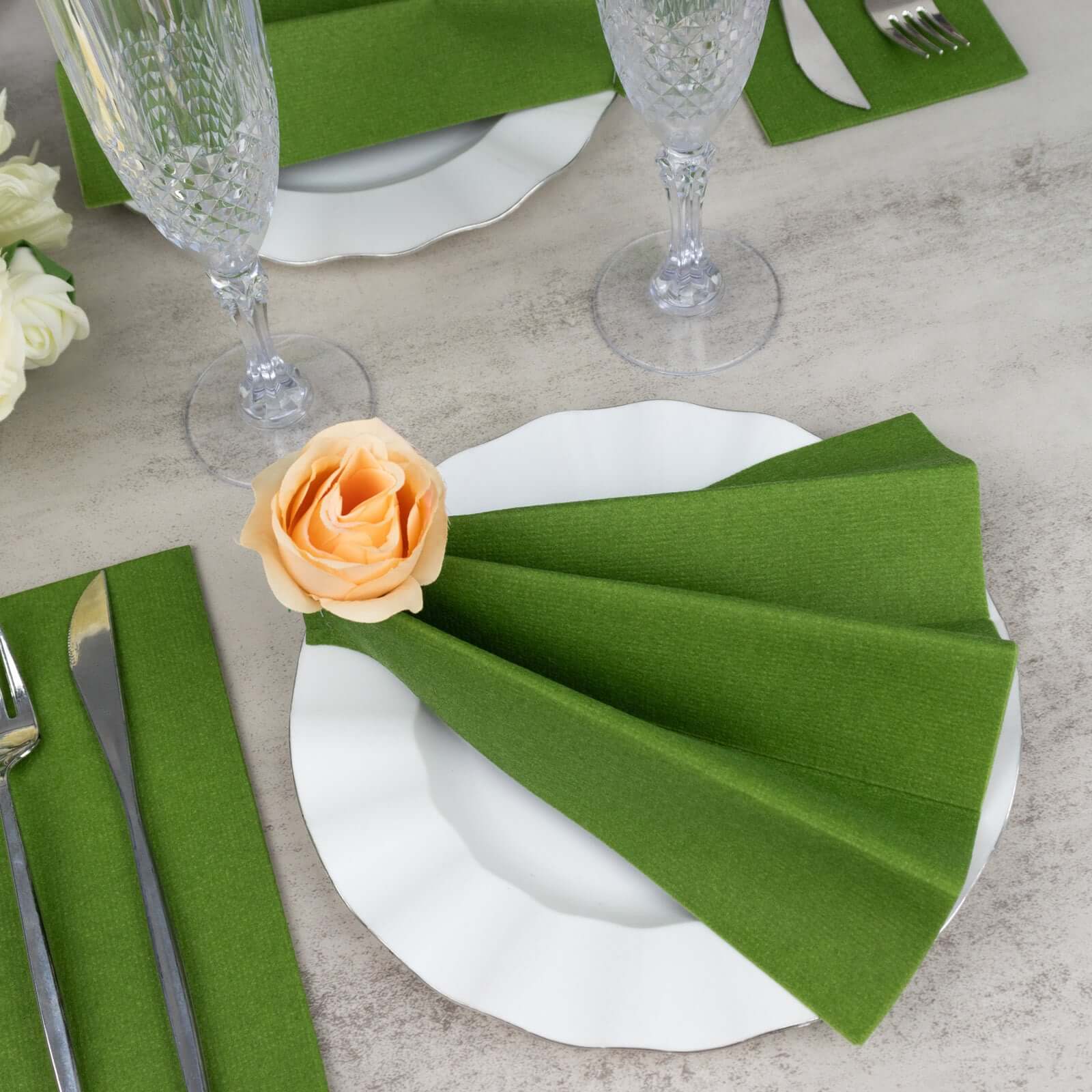 20 Pack Linen-Like Paper Napkins 8.5"x4" Olive Green - Soft & Hygienic Airlaid Towels - Image 14
