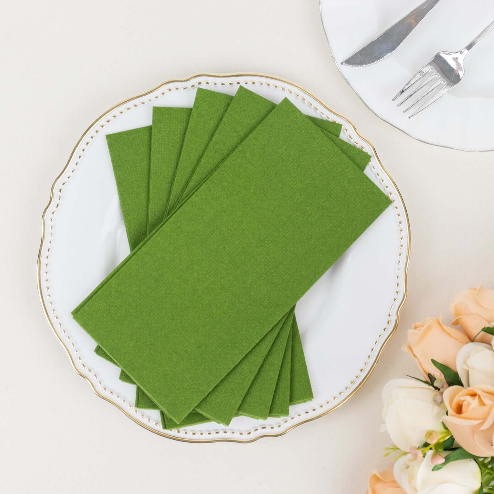 20 Pack Linen-Like Paper Napkins 8.5"x4" Olive Green - Soft & Hygienic Airlaid Towels - Image 6