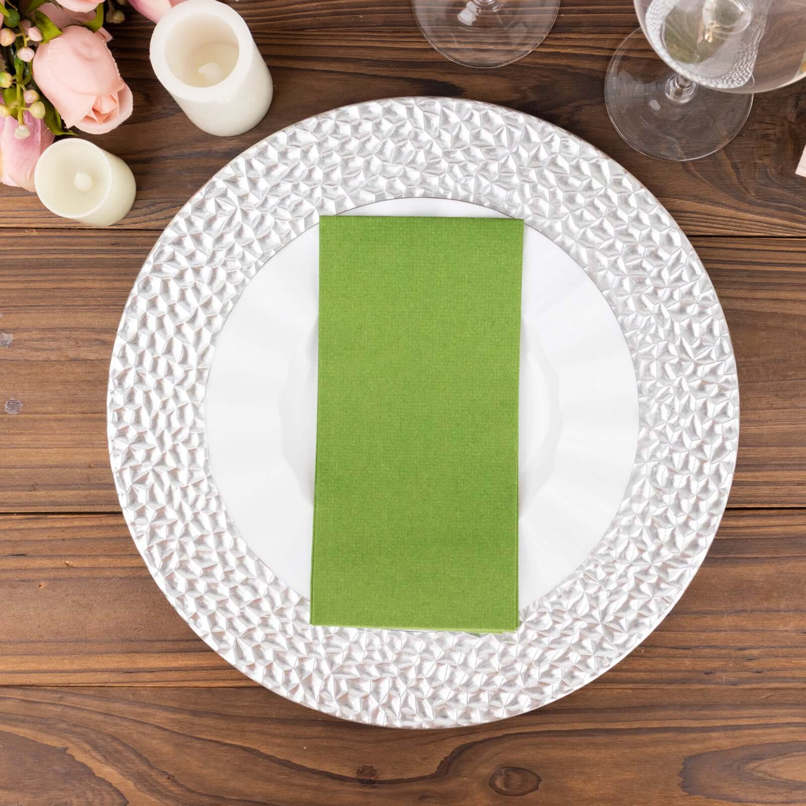 20 Pack Linen-Like Paper Napkins 8.5"x4" Olive Green - Soft & Hygienic Airlaid Towels - Image 8