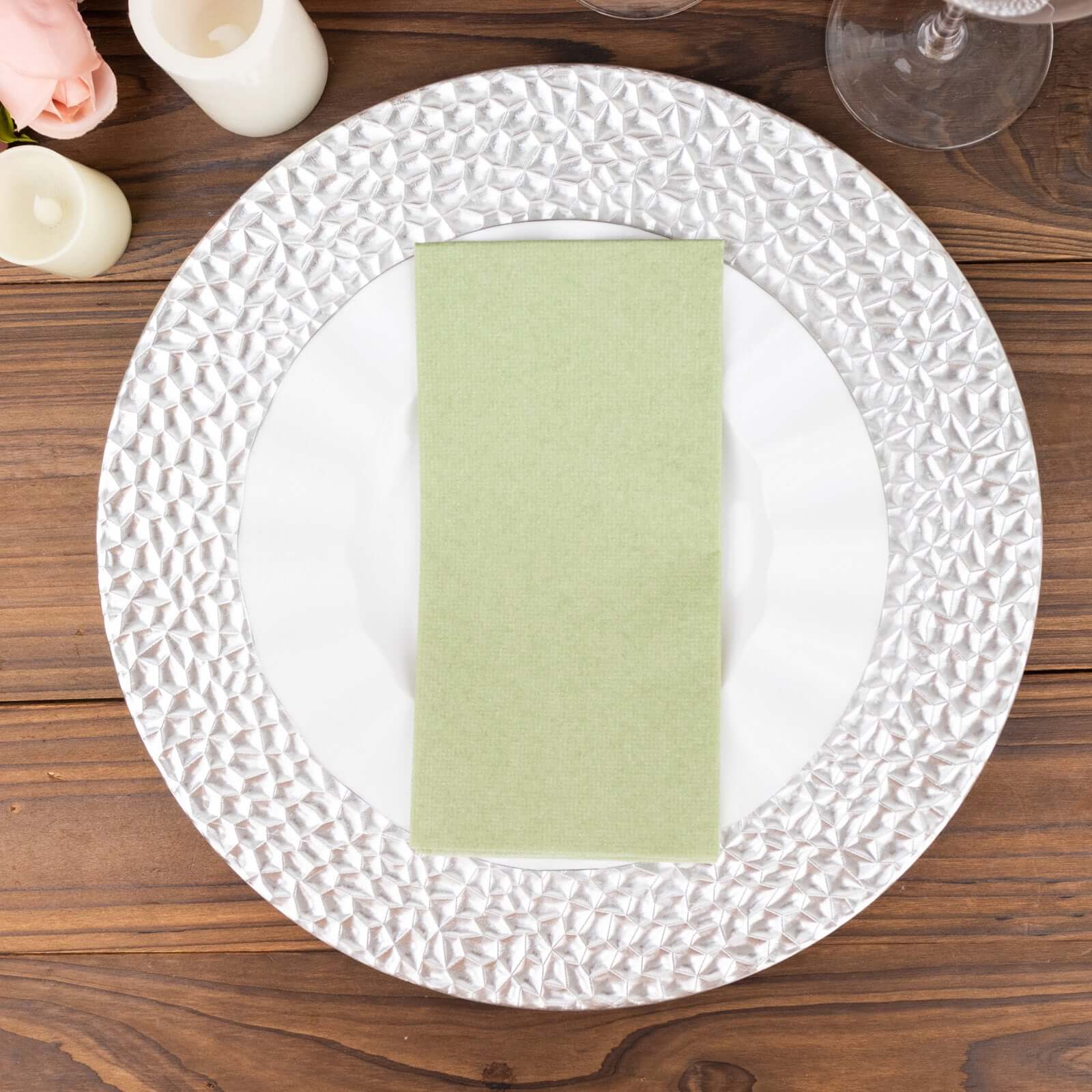 20 Pack Linen-Like Paper Napkins 8.5"x4" Sage Green - Soft & Hygienic Airlaid Towels - Image 8