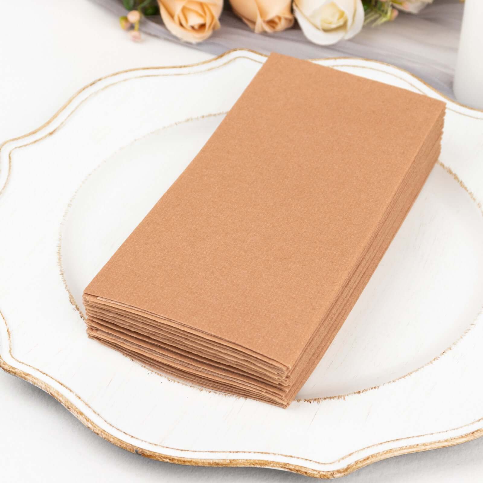 20 Pack Linen-Like Paper Napkins 8.5"x4" Terracotta (Rust) - Soft & Hygienic Airlaid Towels