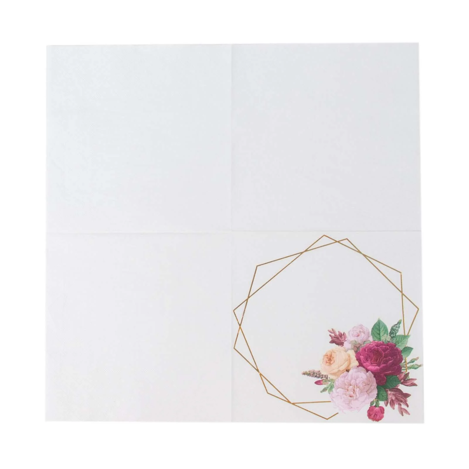 20-Pack Paper Napkins 6.5" White with Gold Hexagon Frame & Floral Print - Soft 2 Ply Disposable Cocktail Napkins for Weddings & Parties - Image 10