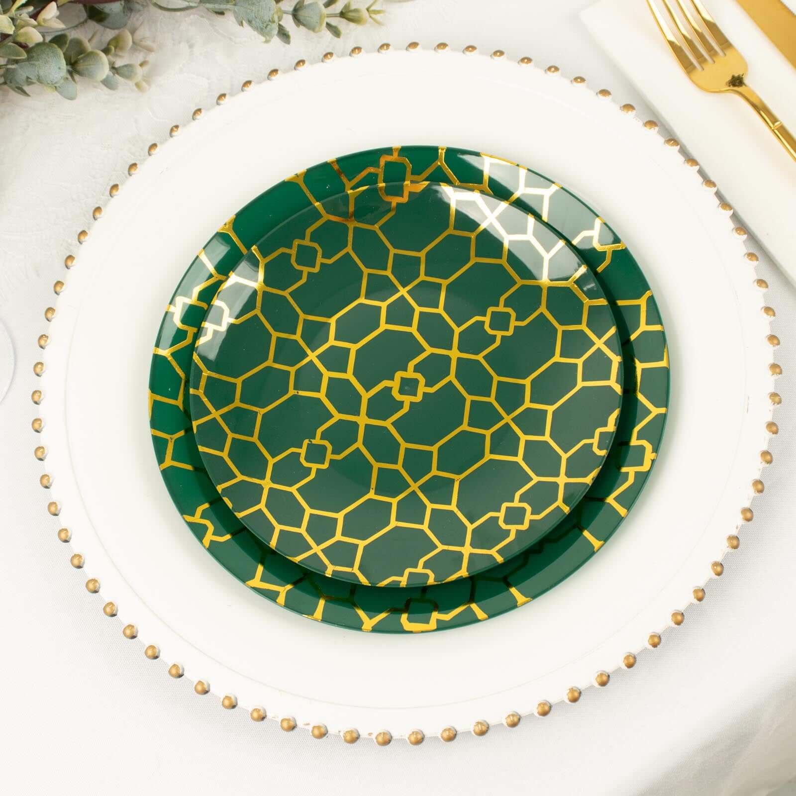 20-Pack Set Plastic Round Dinner and Salad Plates 9", 7" - Image 5