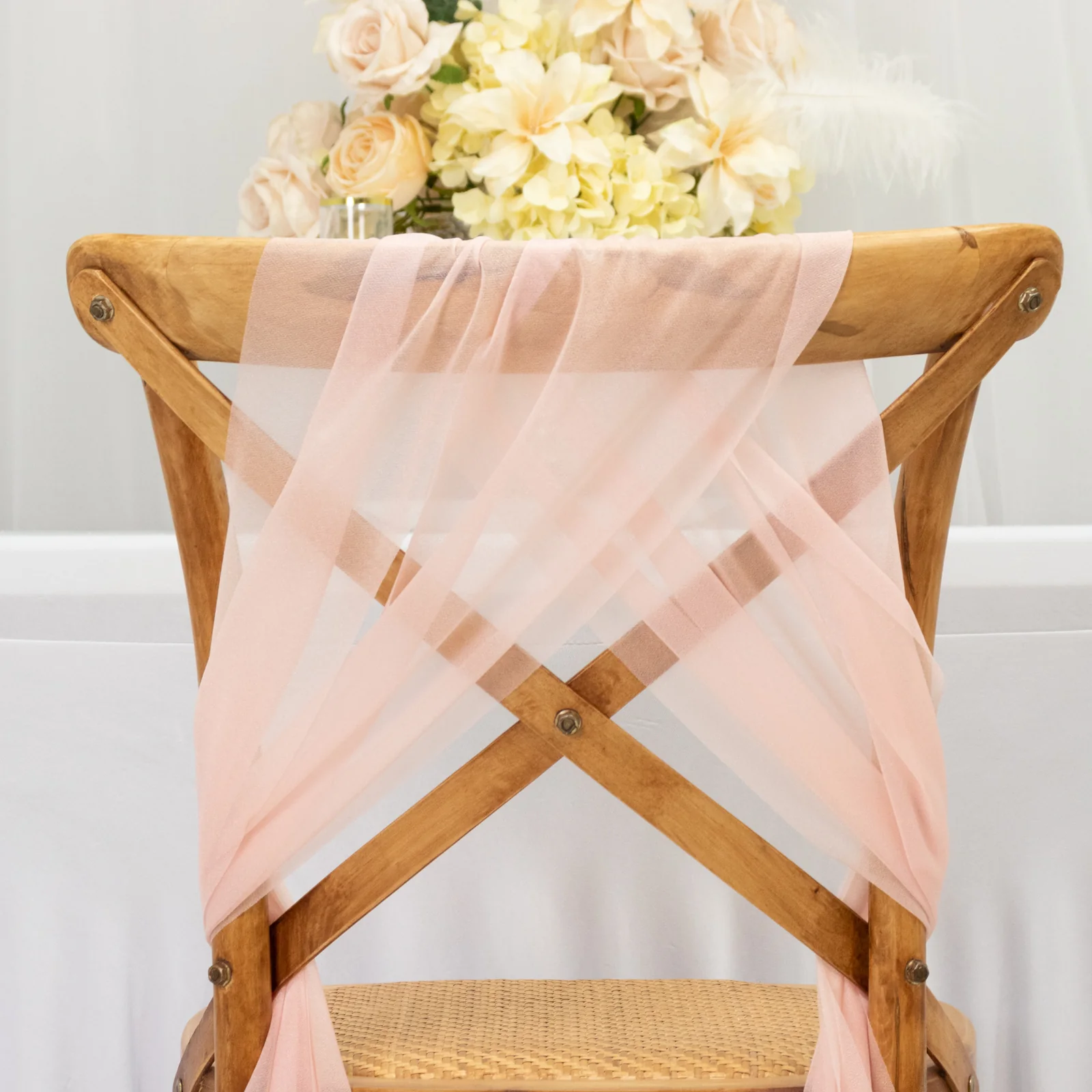 20-Pack Sheer Chair Sash in Blush, 9ft Long Shimmer Sheer Drape Chair Decor Set, Wrinkle-Free - Image 4