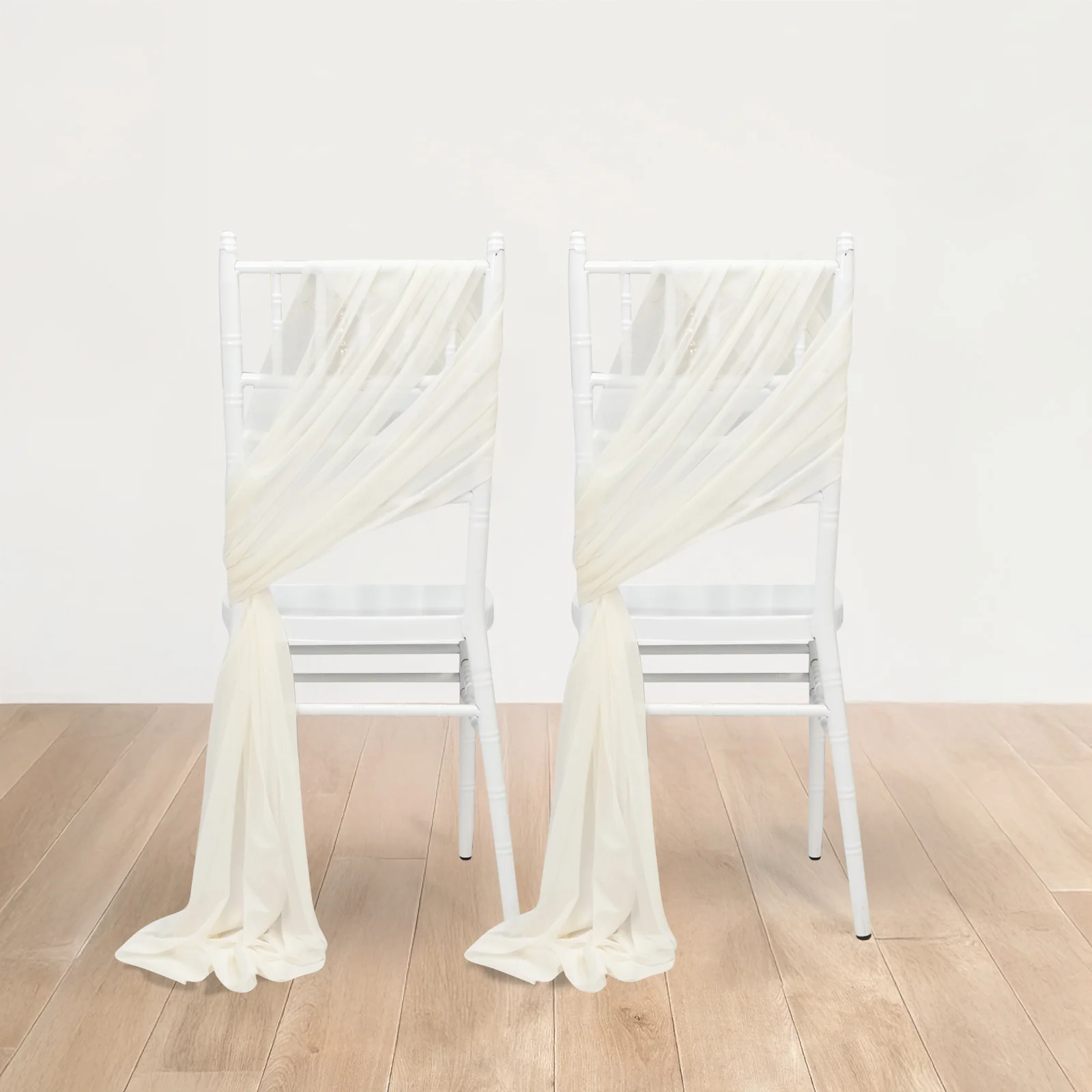 20-Pack Sheer Chair Sash in Ivory, 9ft Long Shimmer Sheer Drape Chair Decor Set, Wrinkle-Free - Image 5