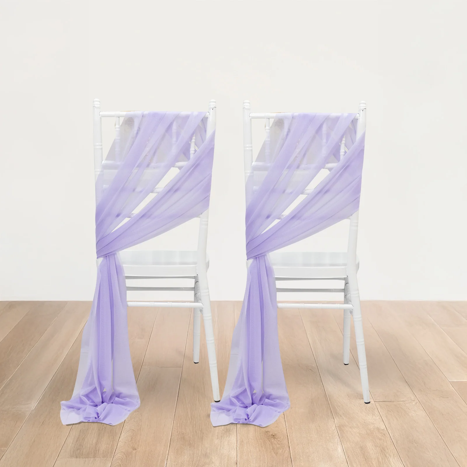20-Pack Sheer Chair Sash in Lavender Lilac, 9ft Long Shimmer Sheer Drape Chair Decor Set, Wrinkle-Free - Image 3