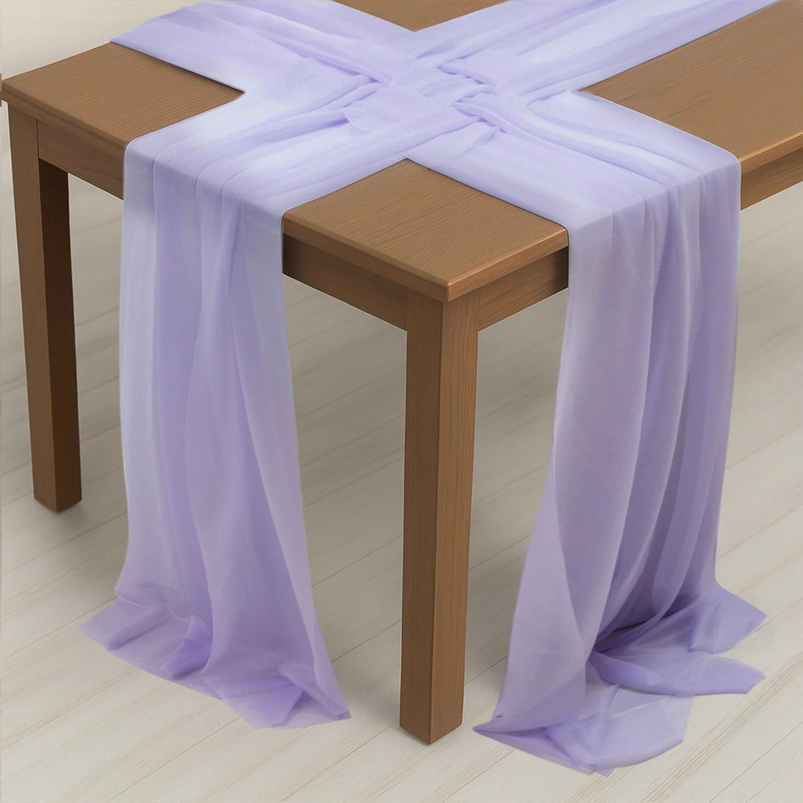 20-Pack Sheer Table Runners Lavender Lilac, 9ft Long Sheer Drapes Table Decor, Wrinkle-Free - Image 3