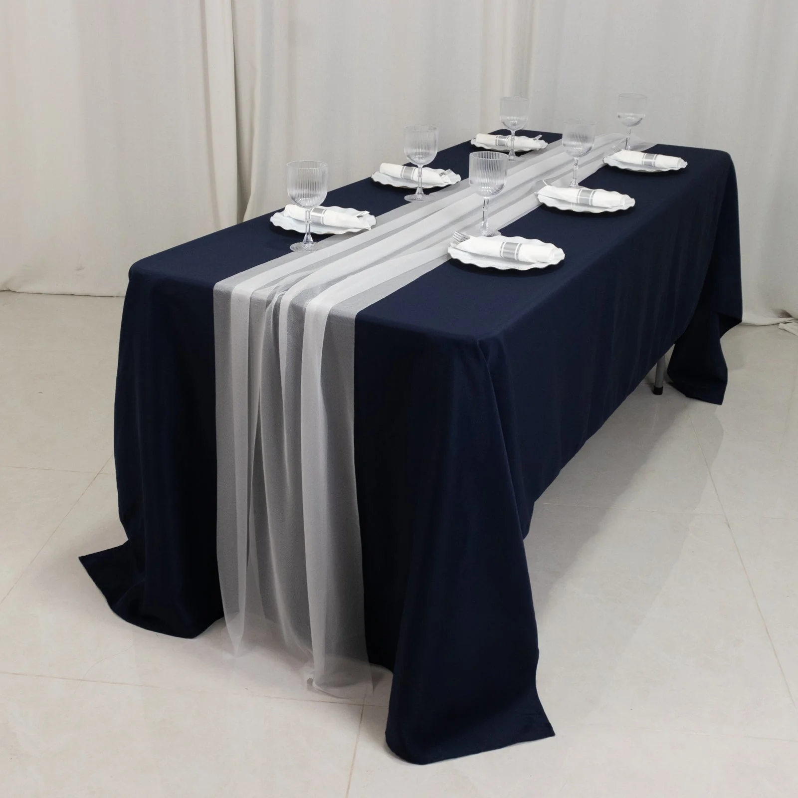 20-Pack Sheer Table Runners White, 9ft Long Sheer Drapes Table Decor, Wrinkle-Free