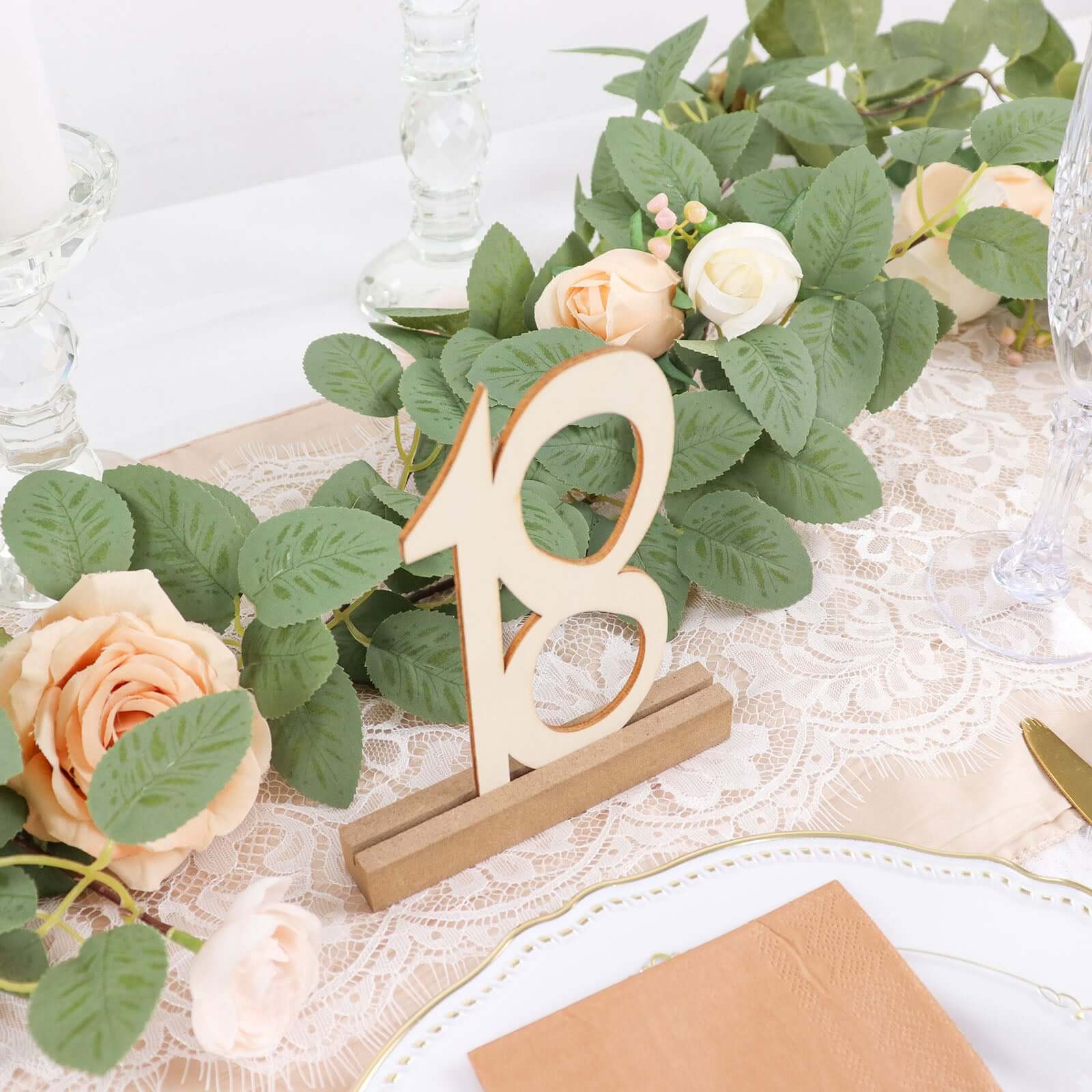 20-Pack Wooden Wedding Table Numbers 1-20 Natural with Holder Base 6" - Durable Rustic Event Decor - Image 10