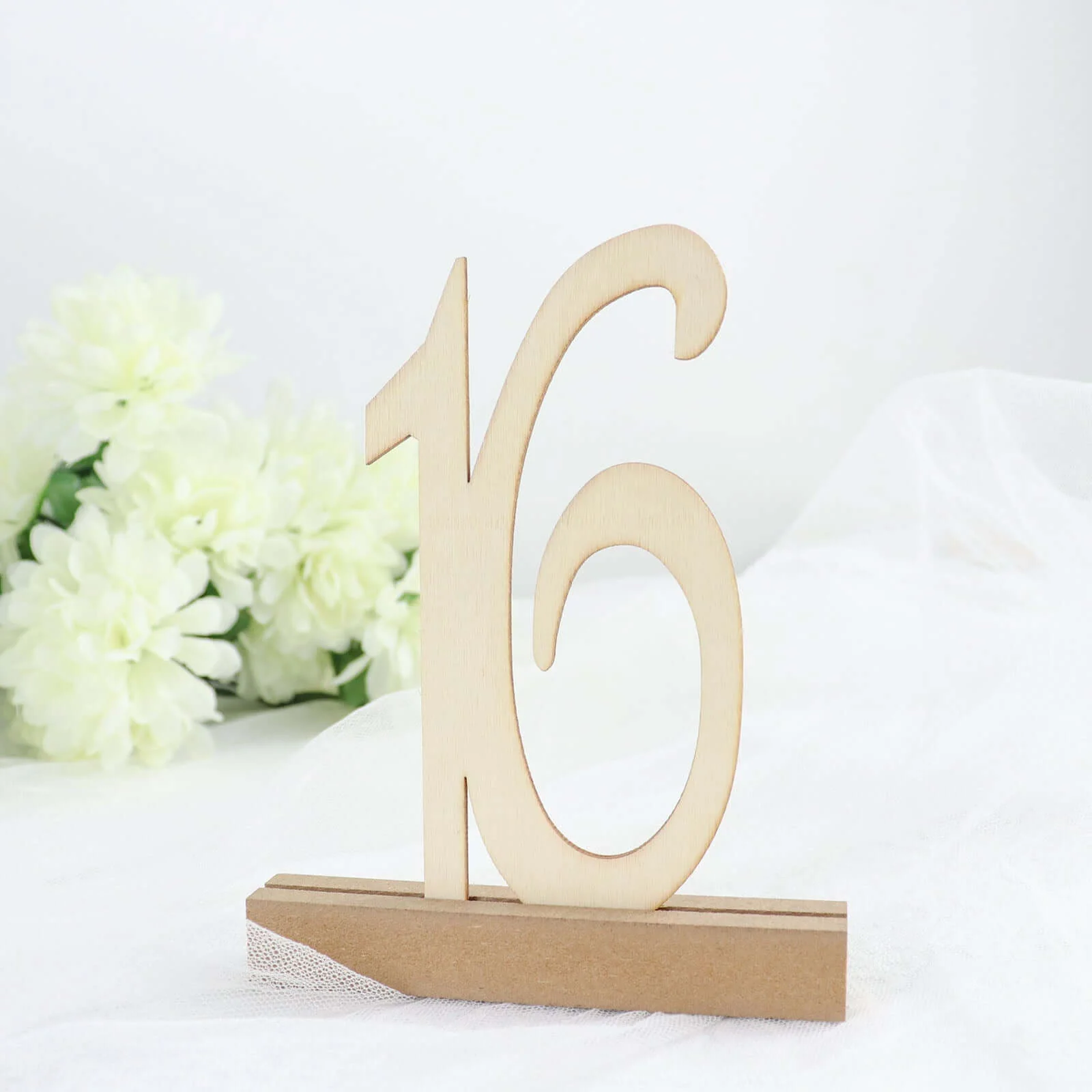 20-Pack Wooden Wedding Table Numbers 1-20 Natural with Holder Base 6" - Durable Rustic Event Decor - Image 15