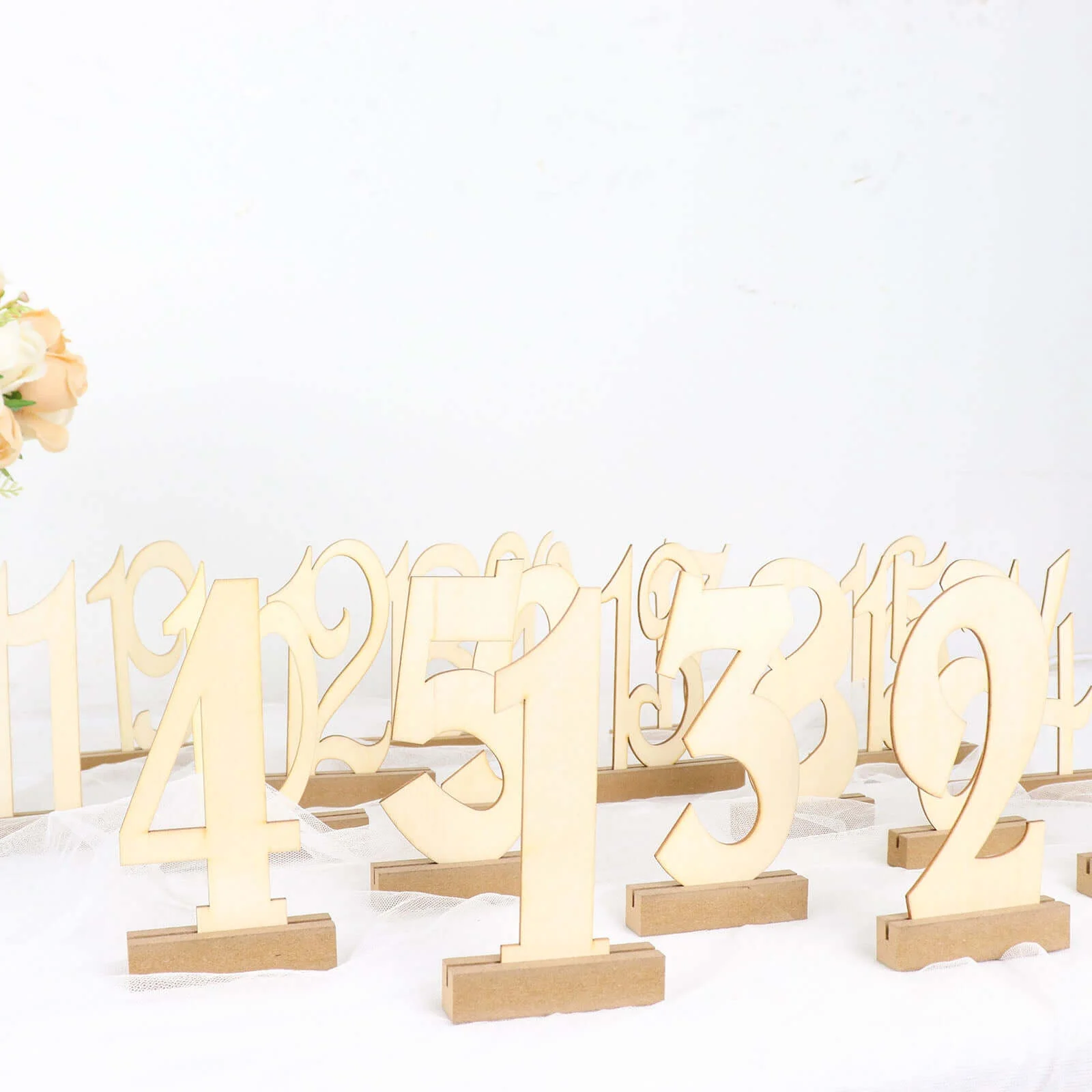 20-Pack Wooden Wedding Table Numbers 1-20 Natural with Holder Base 6" - Durable Rustic Event Decor - Image 16