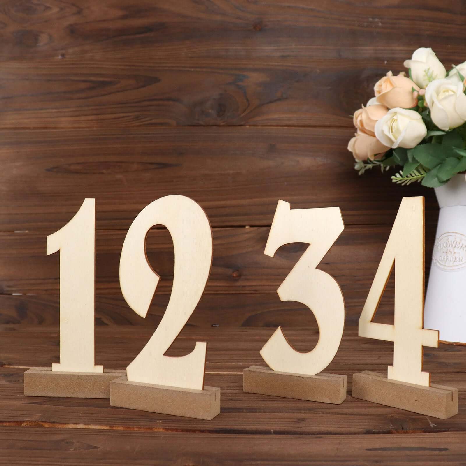 20-Pack Wooden Wedding Table Numbers 1-20 Natural with Holder Base 6" - Durable Rustic Event Decor - Image 19